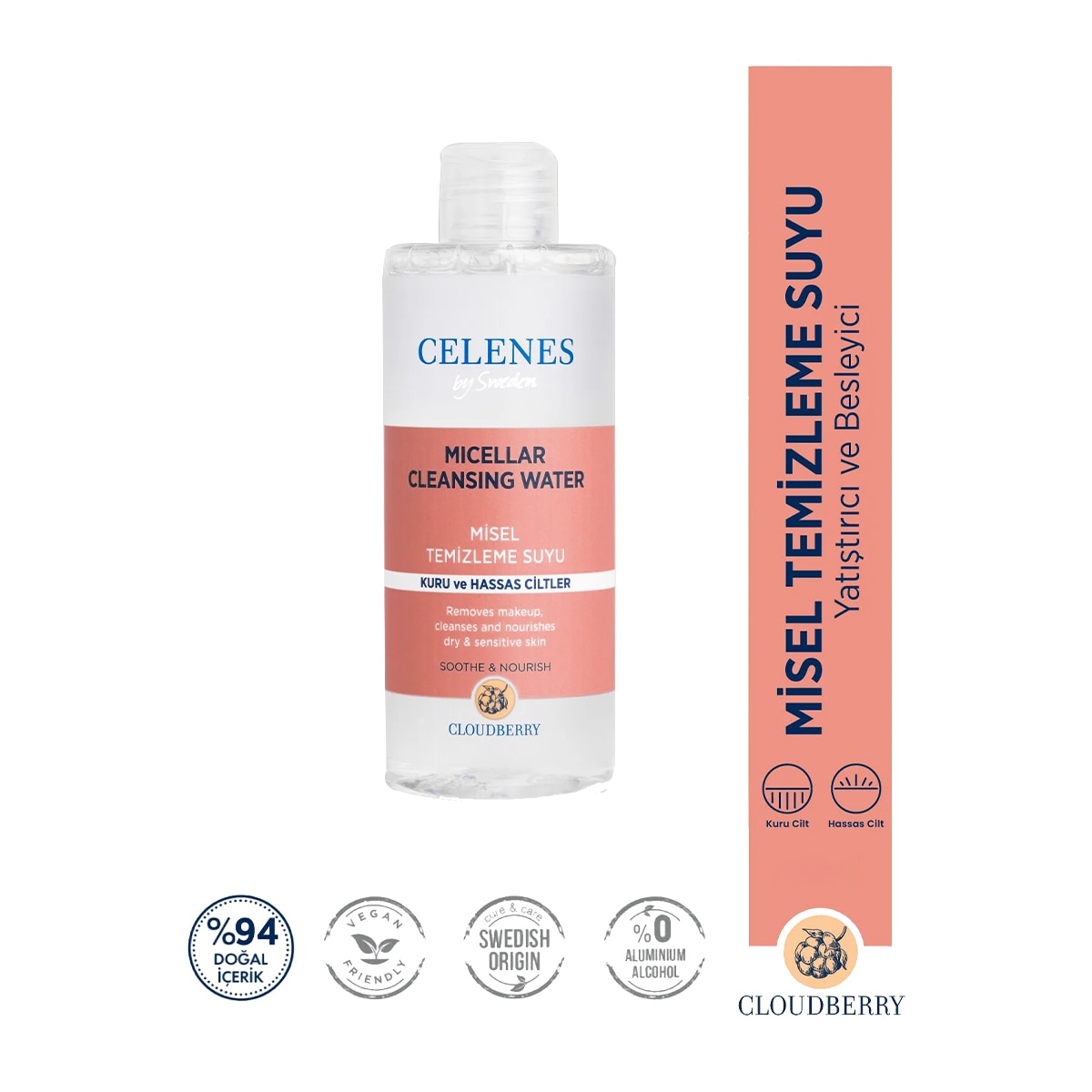 CELENES CELENES Celenes Cloudberry Micel Temizleme Suyu Kuru ve Hassas Ciltler 400 ml 1 of 3