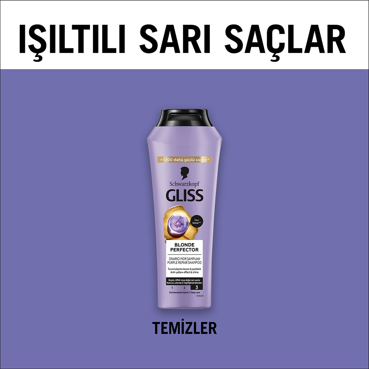  GLISS GLISS Gliss Blonde Perfector Turunculaşma Karşıtı Onarıcı Şampuan Peptit ve Yaban Mersini Özü ile 250 ml  1 of 6 