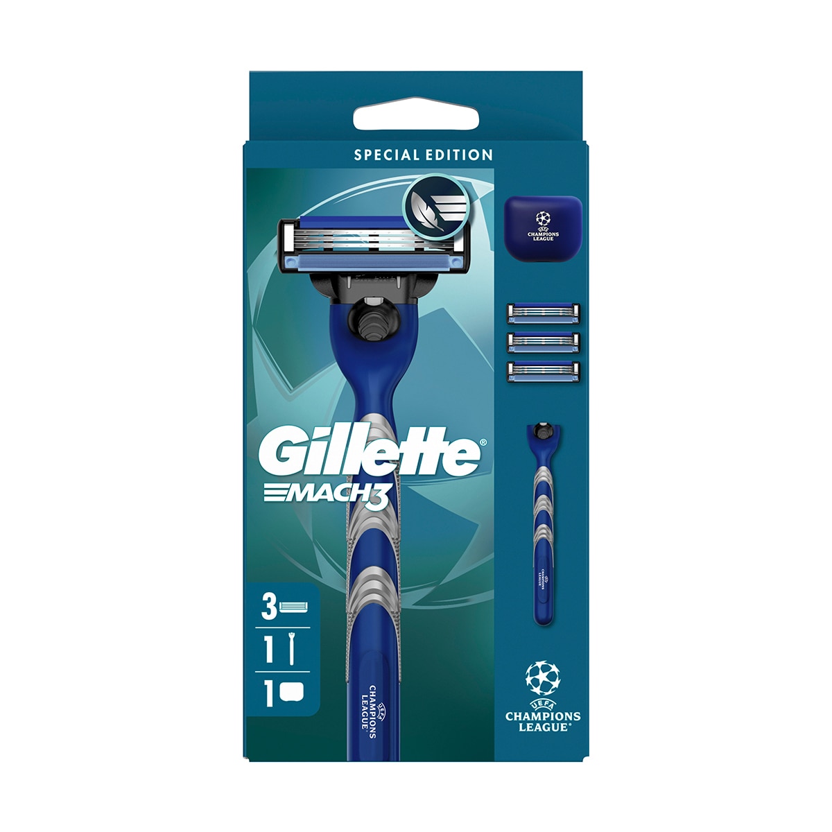  GILLETTE GILLETTE Gillette Mach3 Tıraş Makinesi + Seyahat Kabı + 3 Adet Yedek Başlık  1 of 4 