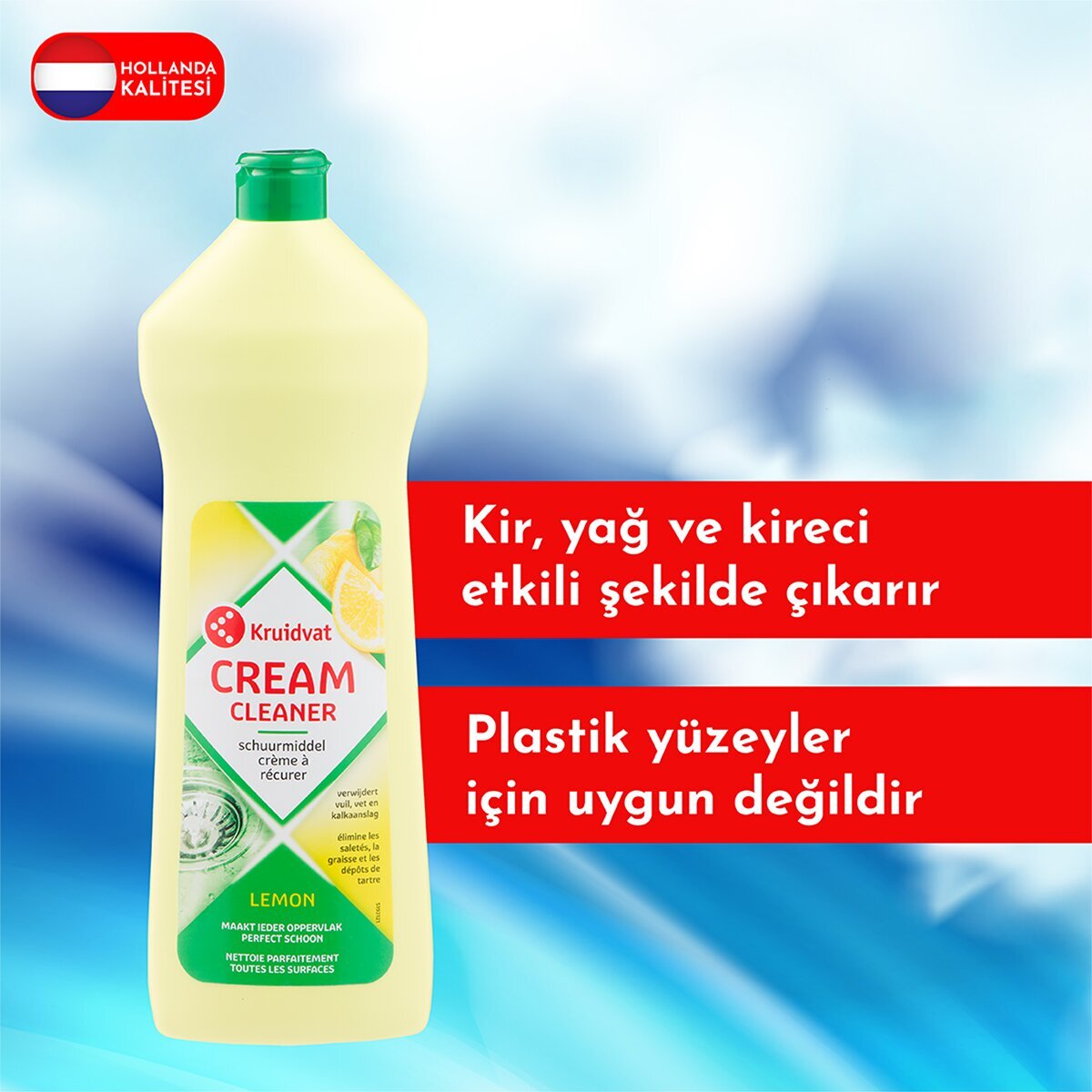 KRUIDVAT KRUIDVAT Kruidvat Limonlu Krem Temizleyici Çok Amaçlı Yüzey Temizliği 750 ml 1 of 3