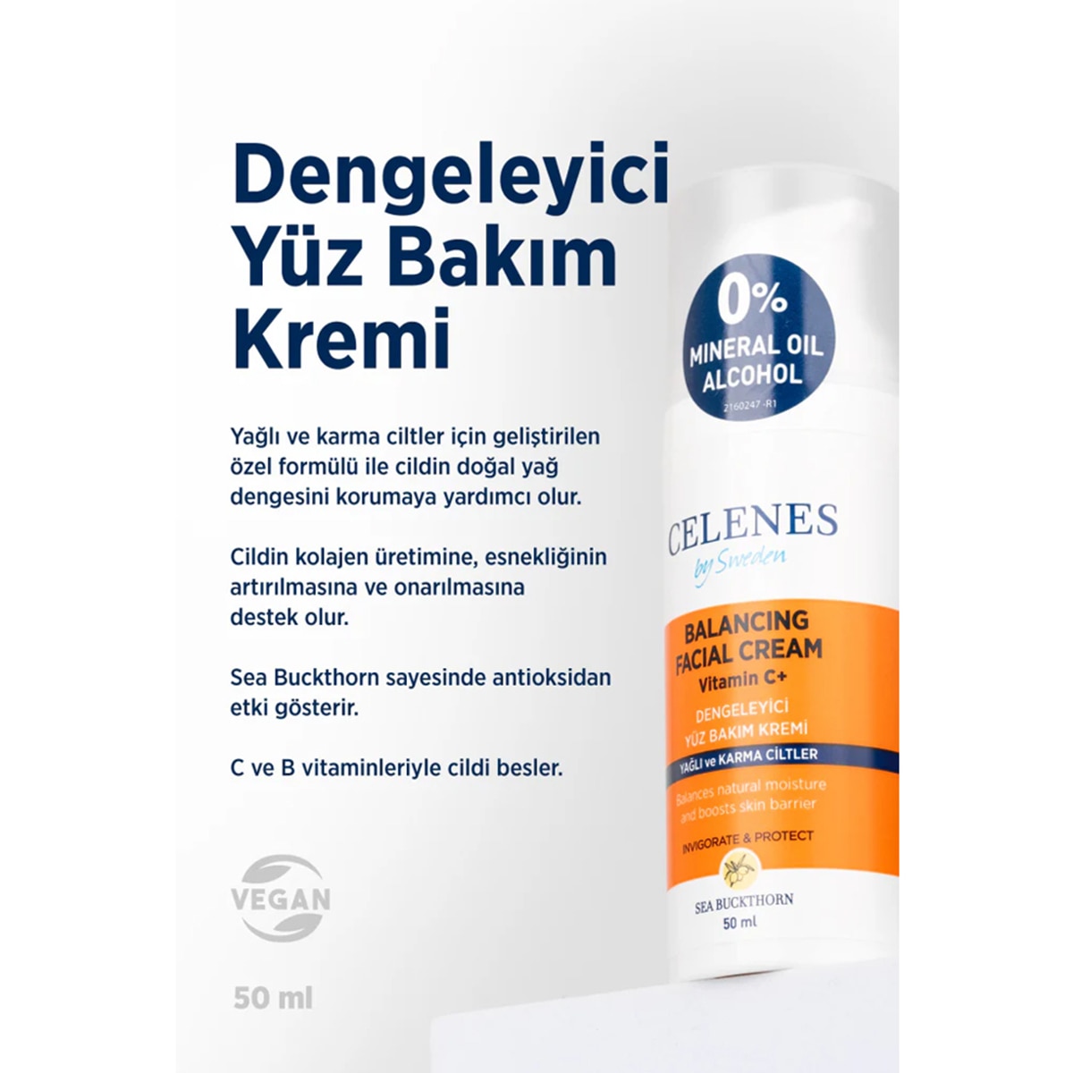  CELENES CELENES Celenes Sea BuckThorn Yüz Bakım Kremi Dengeleyici Yağlı ve Karma Ciltler 50 ml  1 of 5 