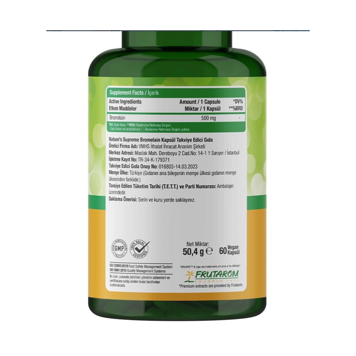  NATURE'S SUPREME NATURE'S SUPREME Nature's Supreme Bromelain Kapsül 60'lı  1 of 3 