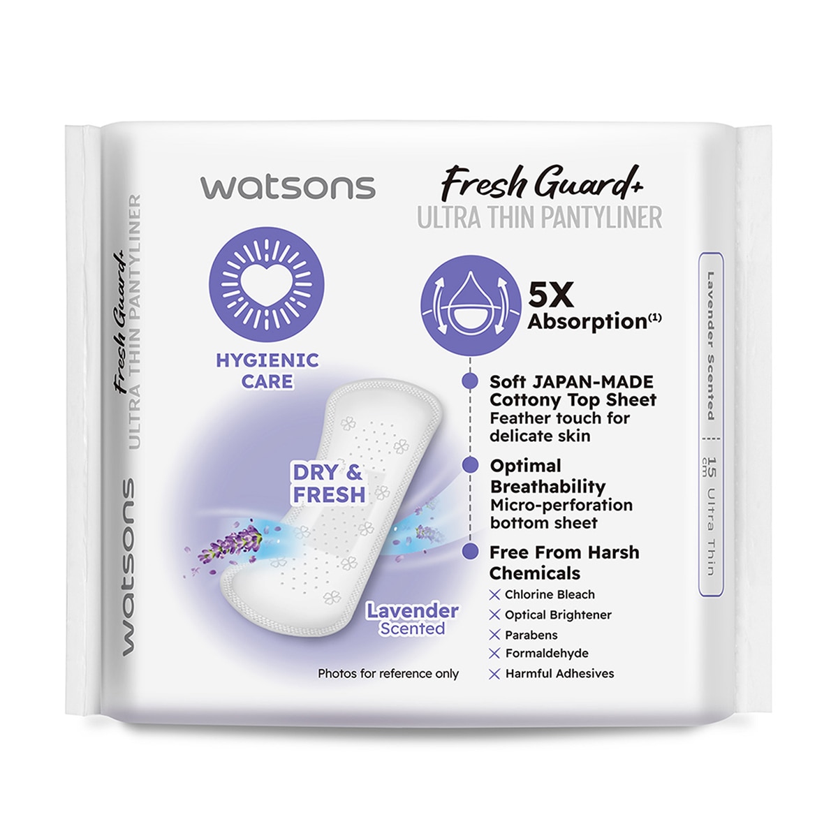  WATSONS WATSONS Watsons Fresh+ Ultra İnce Lavanta Günlük Ped 10'lu  1 of 2 