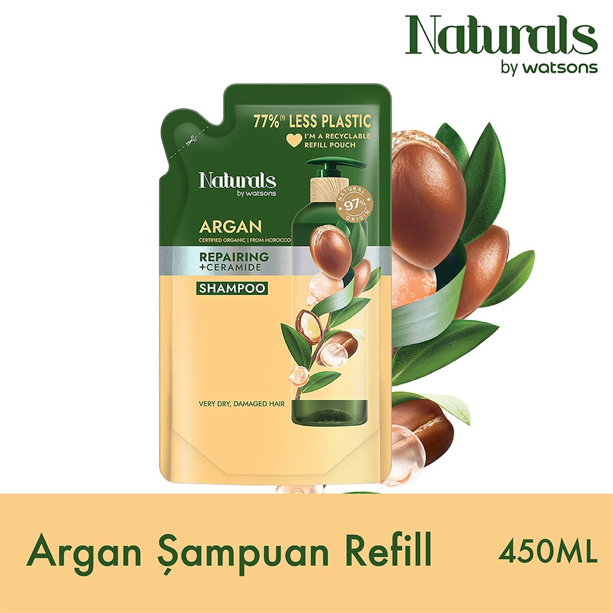 undefined NATURALS BY WATSONS Naturals By Watsons Argan Şampuan Refill 450 ml 1 of 3