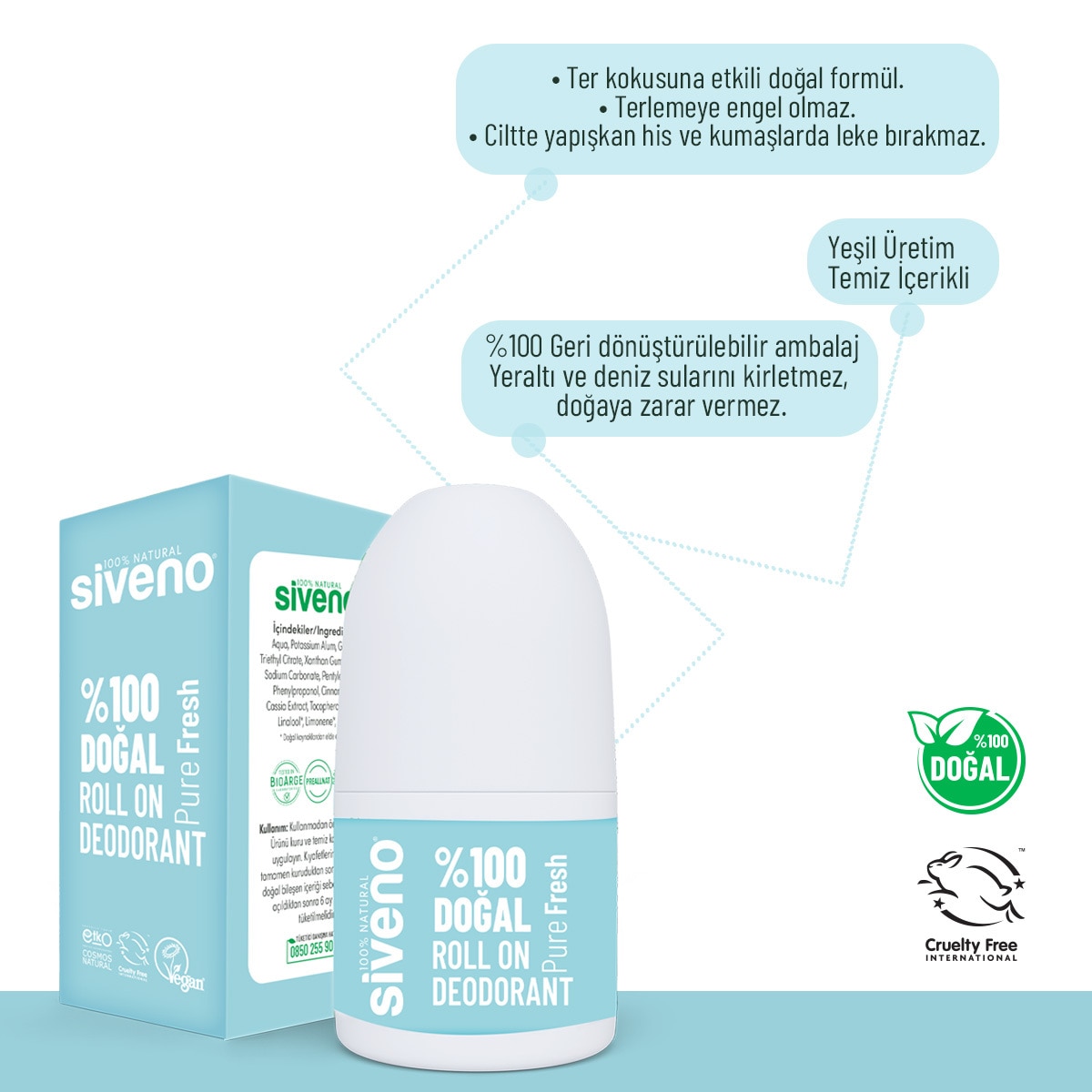  SIVENO SIVENO EXC. Siveno Doğal Roll On Pure Fresh 50 ml  1 of 7 