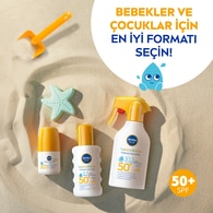NIVEA SUN NIVEA SUN Nivea Sun SPF50+ Bebek Ve Çocuklara Özel Hassas Güneş Koruyucu Sprey Ekstra Suya Dayanıklı 250 ml 1 of 6
