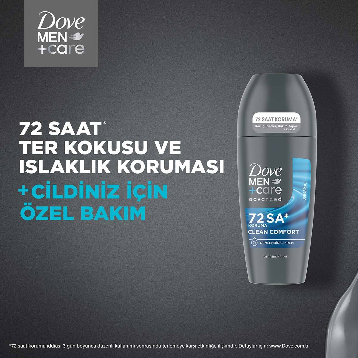 DOVE DOVE Dove +Care Advanced Clean Comfort 72 Saat Koruma Antiperspirant Erkek Roll-On 50 ml 1 of 10