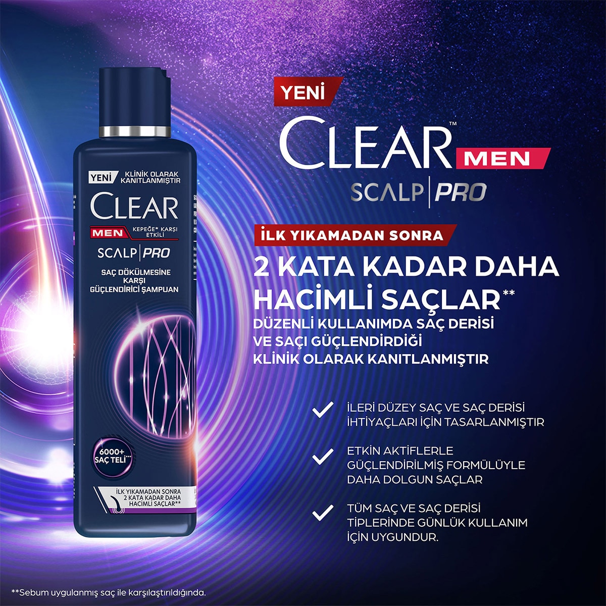  CLEAR CLEAR Clear Men Scalp Pro Saç Dökülmesine Karşı Güçlendirici Şampuan 300 ml  1 of 9 