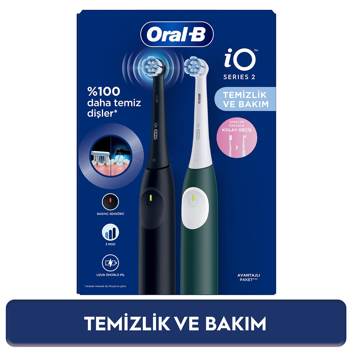 ORAL-B ORAL-B Oral-B iO 2 Şarjlı Diş Fırçası Seti 2'li Gece Siyahı / Yeşil 1 of 1 Oral-B iO 2 Şarjlı Diş Fırçası Seti 2'li Gece Siyahı / Yeşil