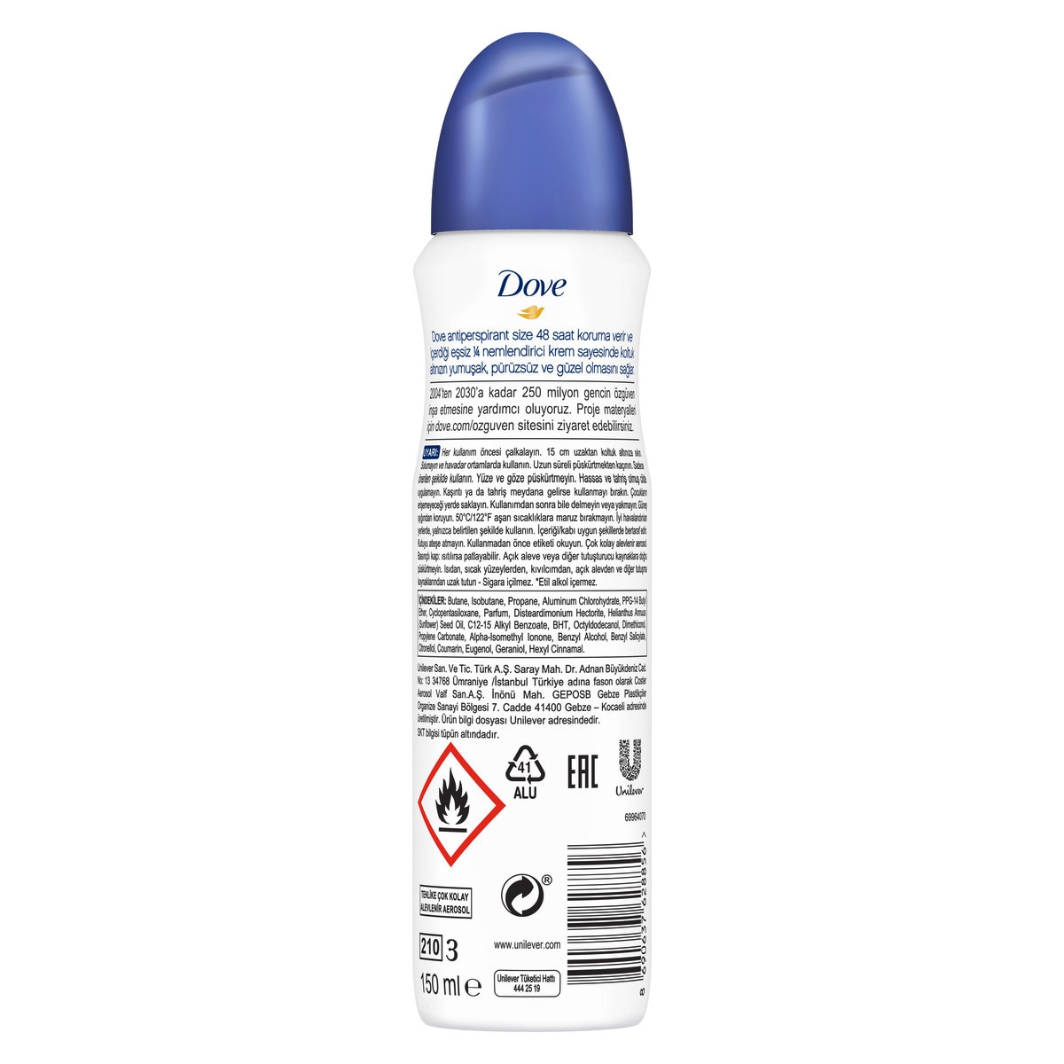  DOVE DOVE Dove Kadın Sprey Deodorant 1/4 Nemlendirici Krem Original 150 ml  1 of 7 