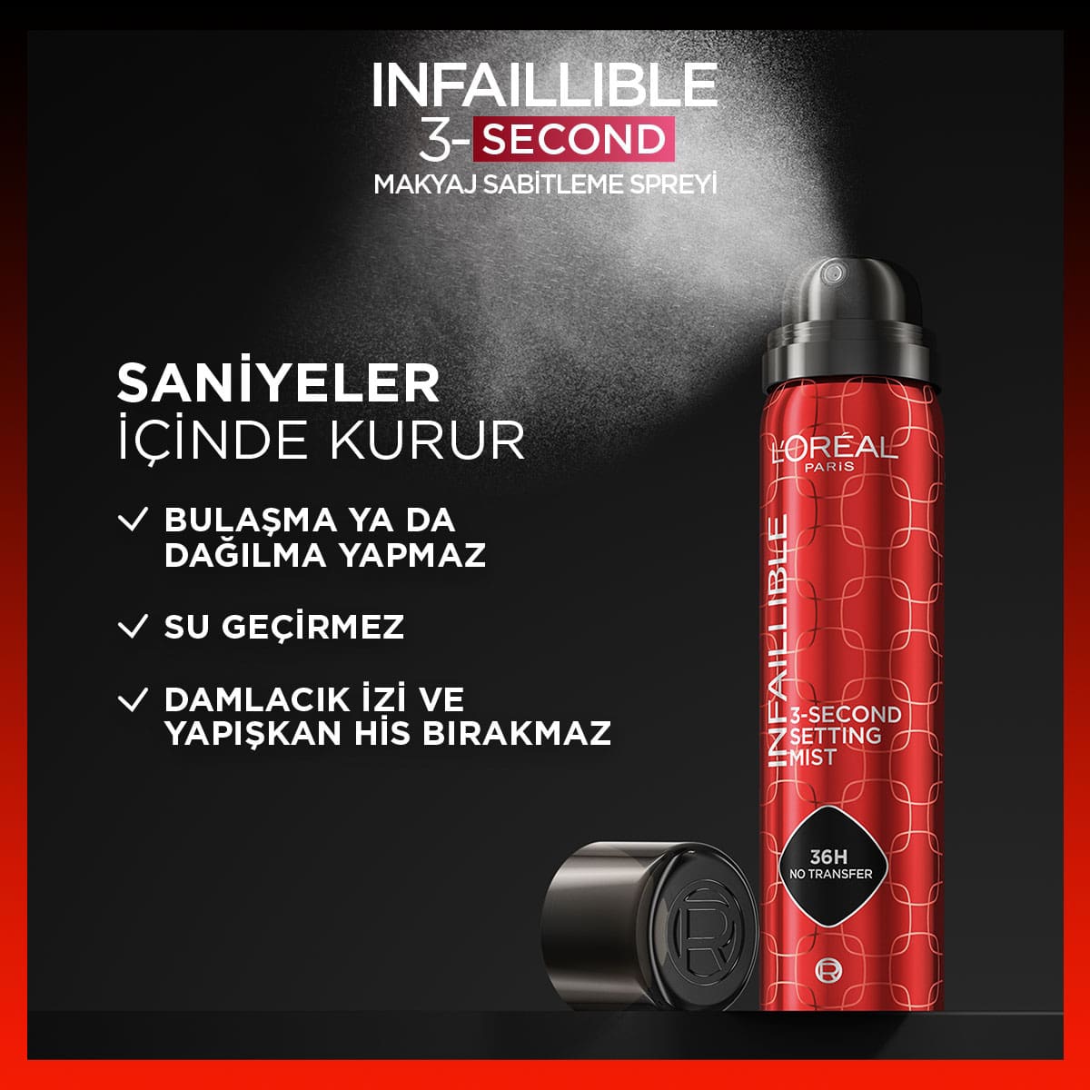  LOREAL PARIS LOREAL PARIS L'Oreal Paris Infaillible 3-Second Makyaj Sabitleme Spreyi  1 of 6 