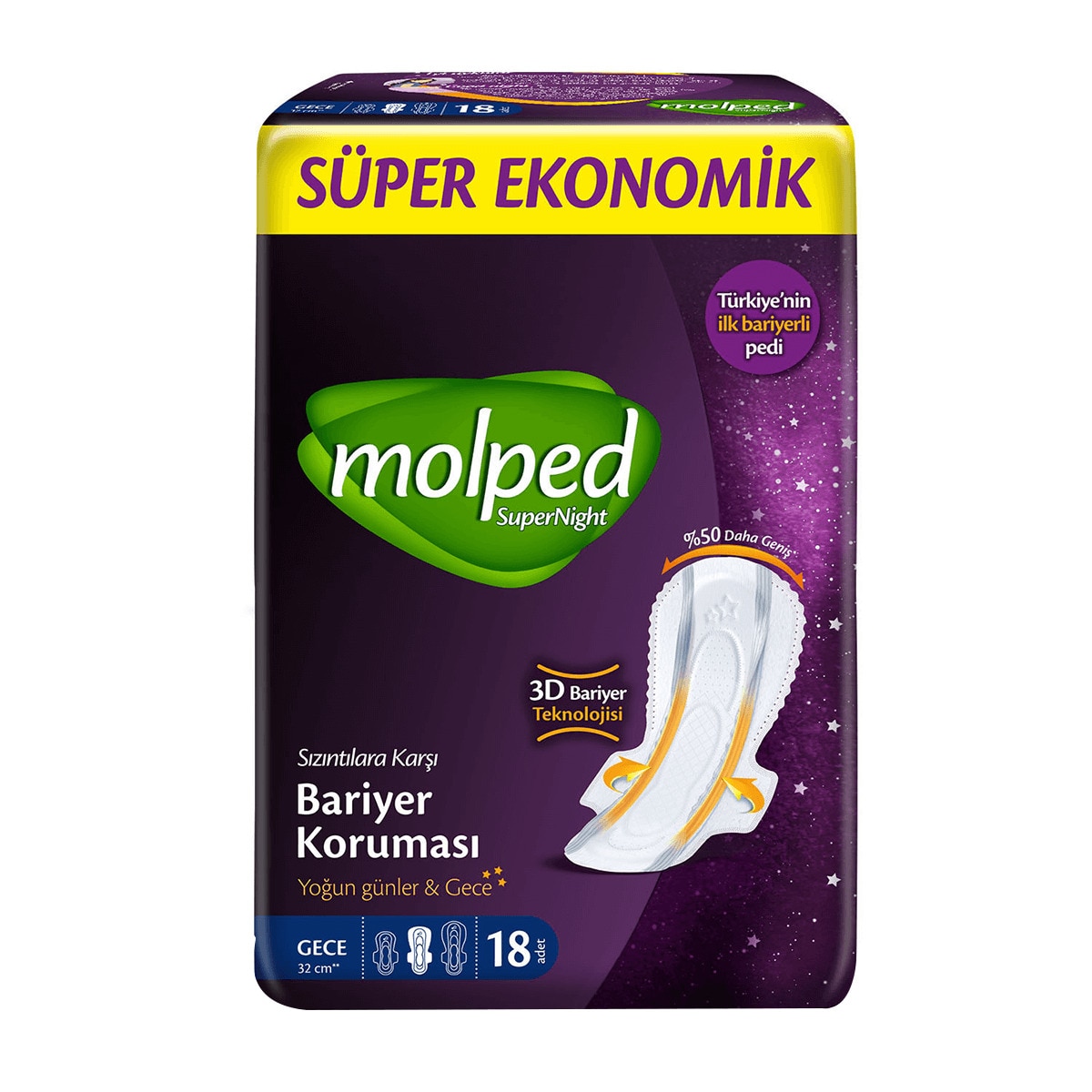  MOLPED MOLPED Molped Supernight Gece Süper Ekonomik Ped 16 Adet  1 of 5 