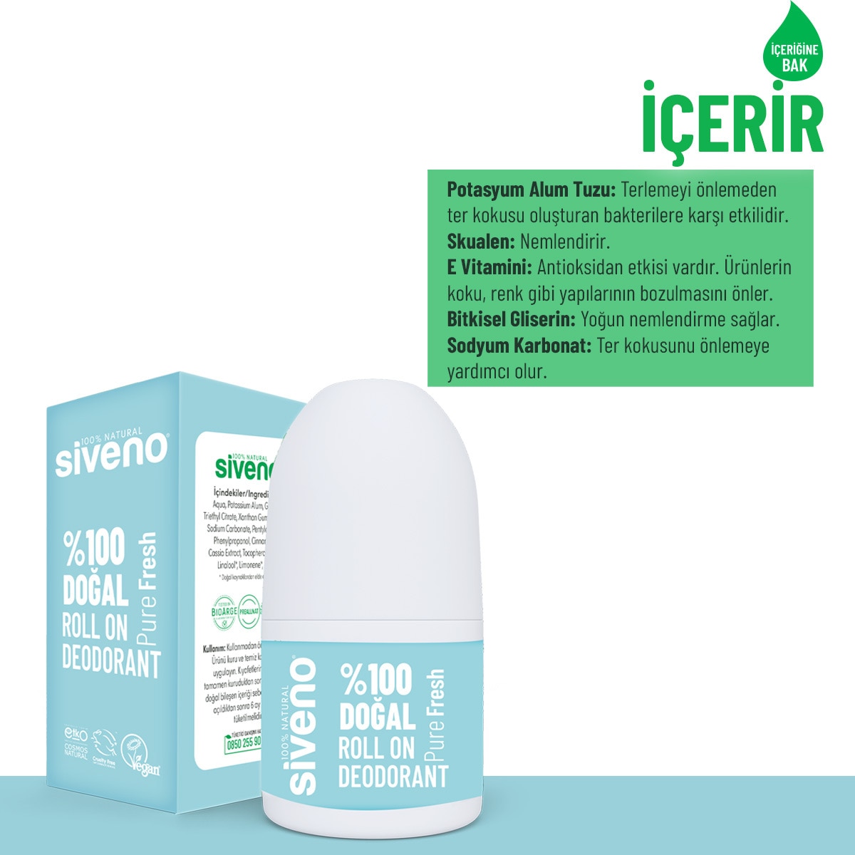  SIVENO SIVENO EXC. Siveno Doğal Roll On Pure Fresh 50 ml  1 of 7 