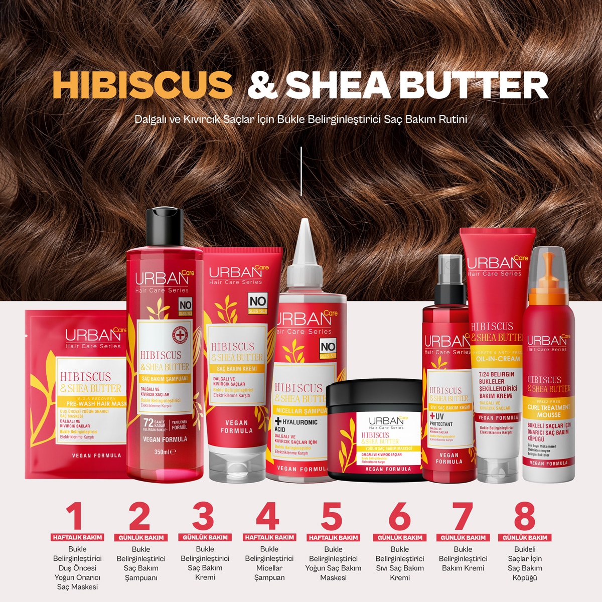  URBAN CARE URBAN CARE Urban Care Hibiscus & Shea Butter Bukle Belirginleştirici Saç Bakım Şampuanı 350 ml  1 of 6 