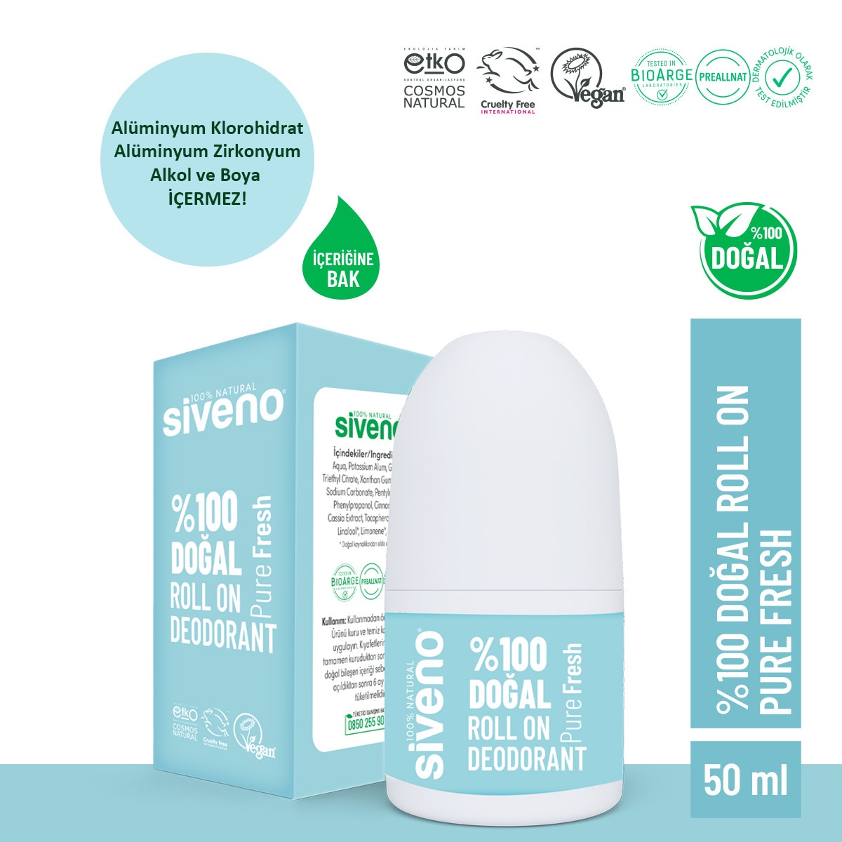  SIVENO SIVENO EXC. Siveno Doğal Roll On Pure Fresh 50 ml  1 of 7 
