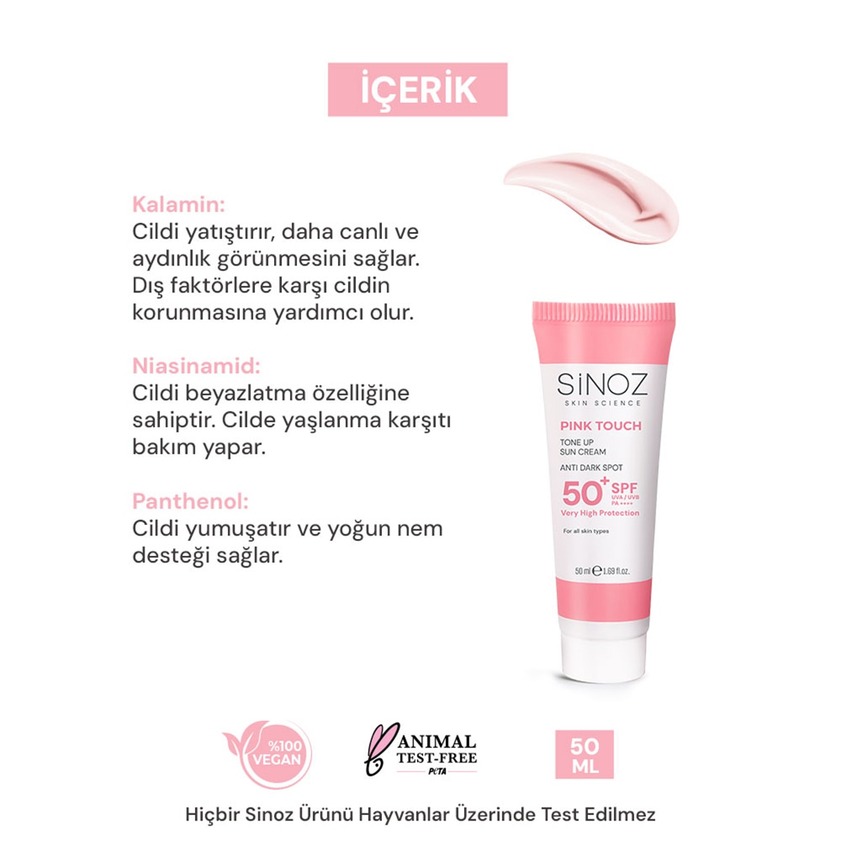  SİNOZ SINOZ Sinoz Leke Karşıtı Yüz Güneş Kremi SPF50+ 50 ml  1 of 8 