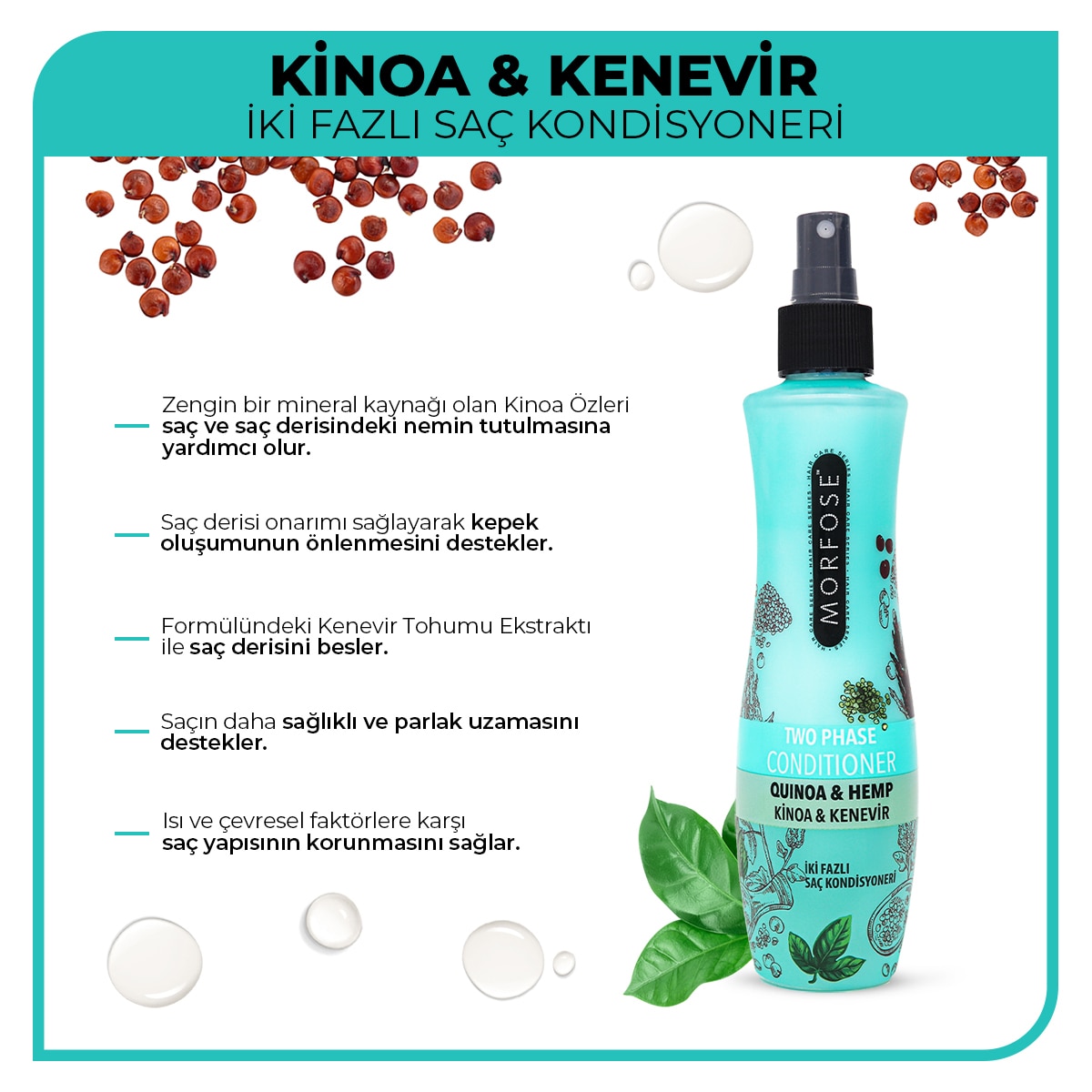 MORFOSE MORFOSE EXC. Morfose Çift Fazli Sıvı Saç Kremi Kinoa&Kenevir 240 ml 1 of 5