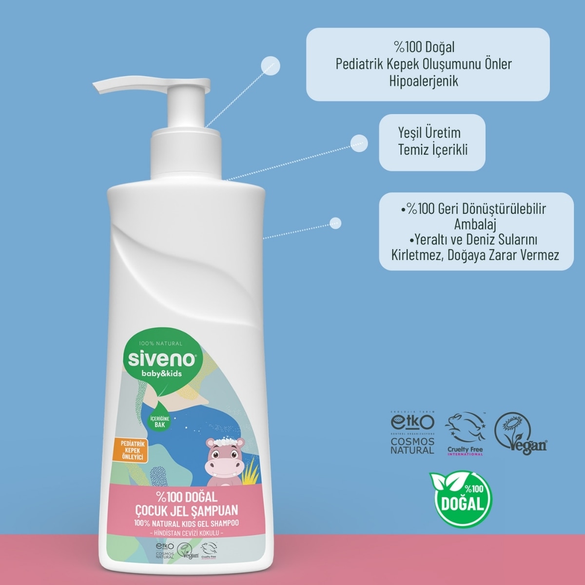  SIVENO SIVENO Siveno %100 Doğal Çocuk Jel Şampuan 325 ml  1 of 6 