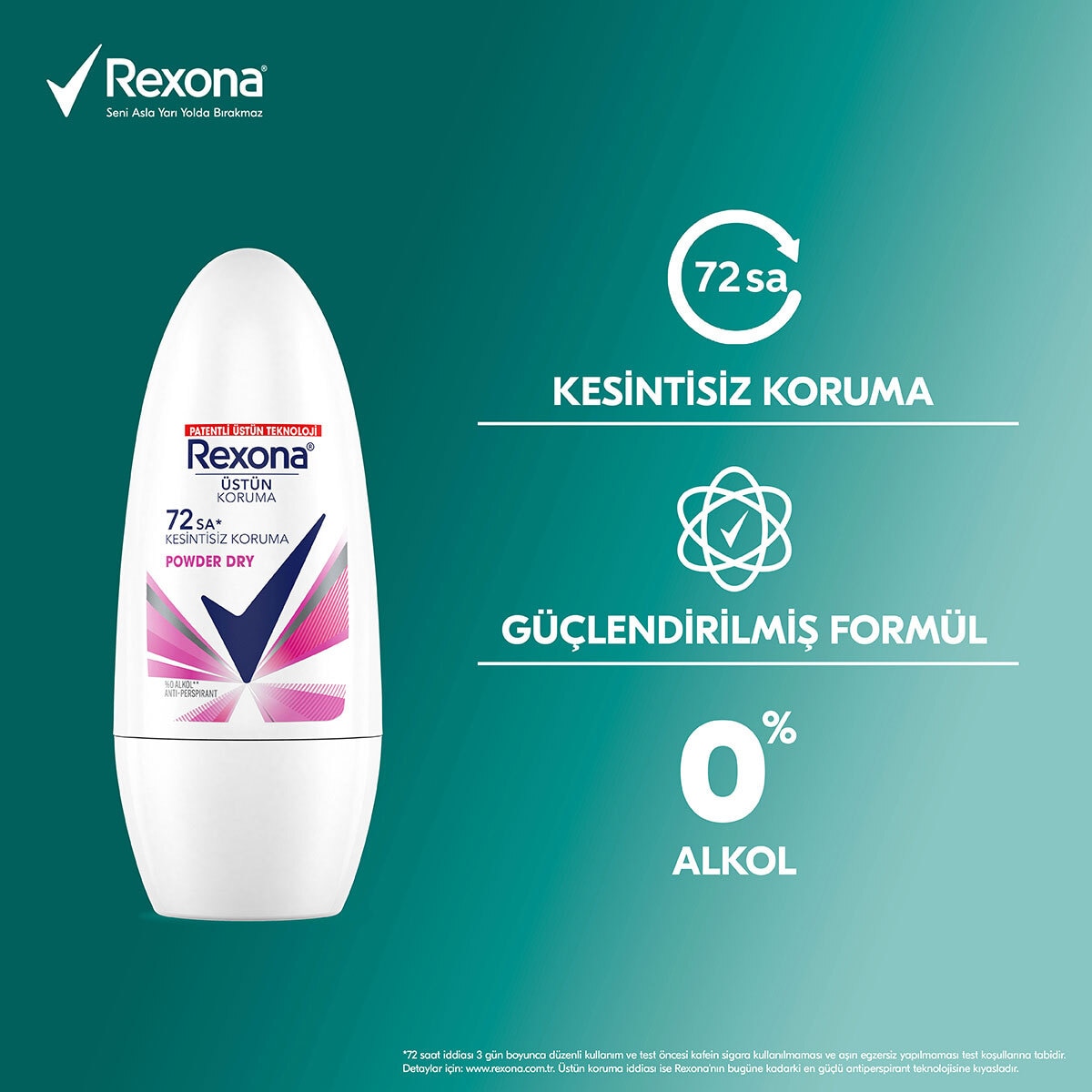  REXONA REXONA Rexona Üstün Koruma Kadın Roll On Deodorant Powder Dry 72 Saat Kesintisiz Koruma 50 ml  1 of 8 