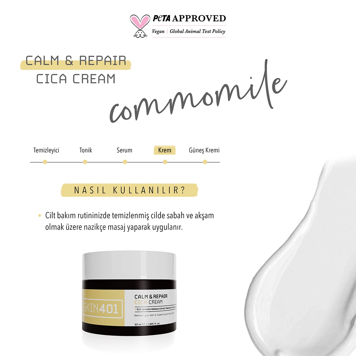  undefined SKIN401 Skin401 Yatıştırıcı ve Onarıcı Cica Krem 50 ml  1 of 4 