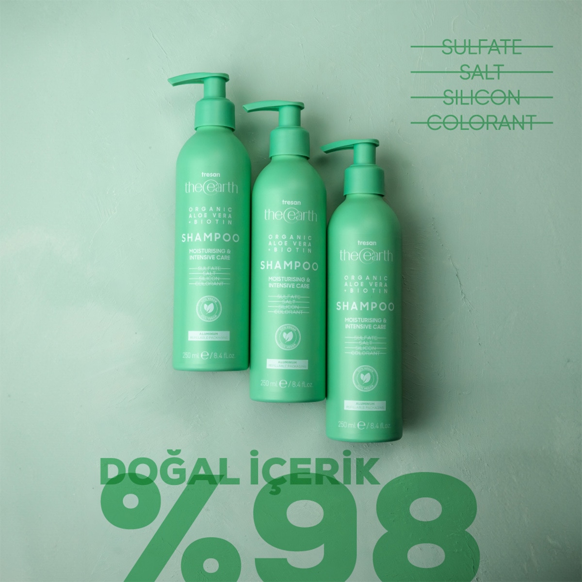 TRESAN THE EARTH TRESAN THE EARTH Tresan The Earth Şampuan Aloe Vera&Biotin 250 ml 1 of 8