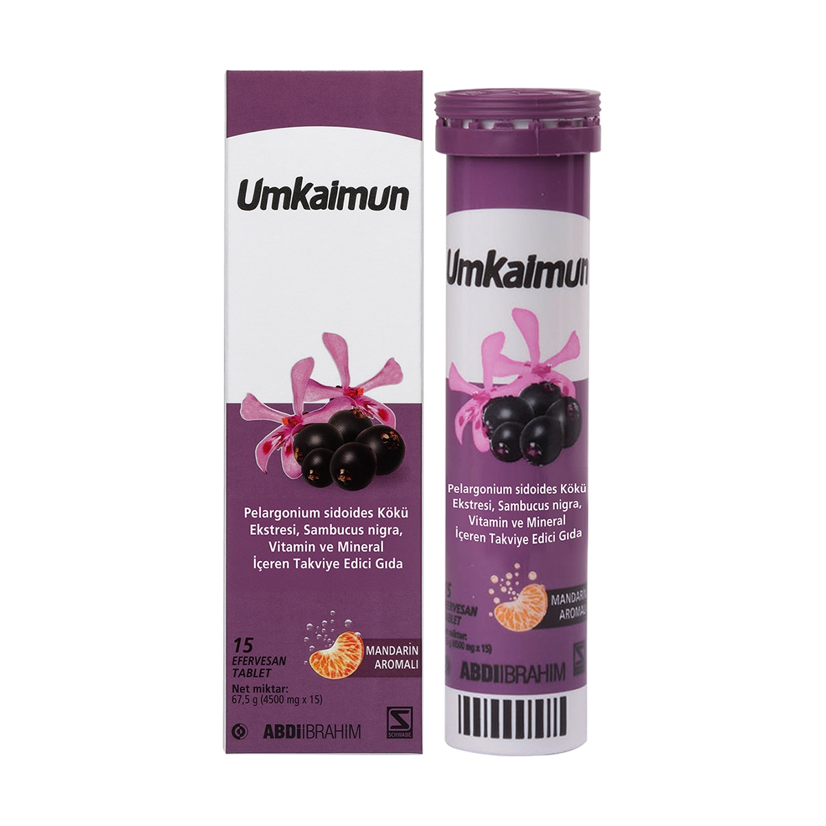UMKAIMUN UMKAIMUN Umkaimun Pelargonium Sidoides Kökü Ekstresi Sambucus Nigra Vitamin ve Mineral İçeren 15 Efervesan Tablet 1 of 3
