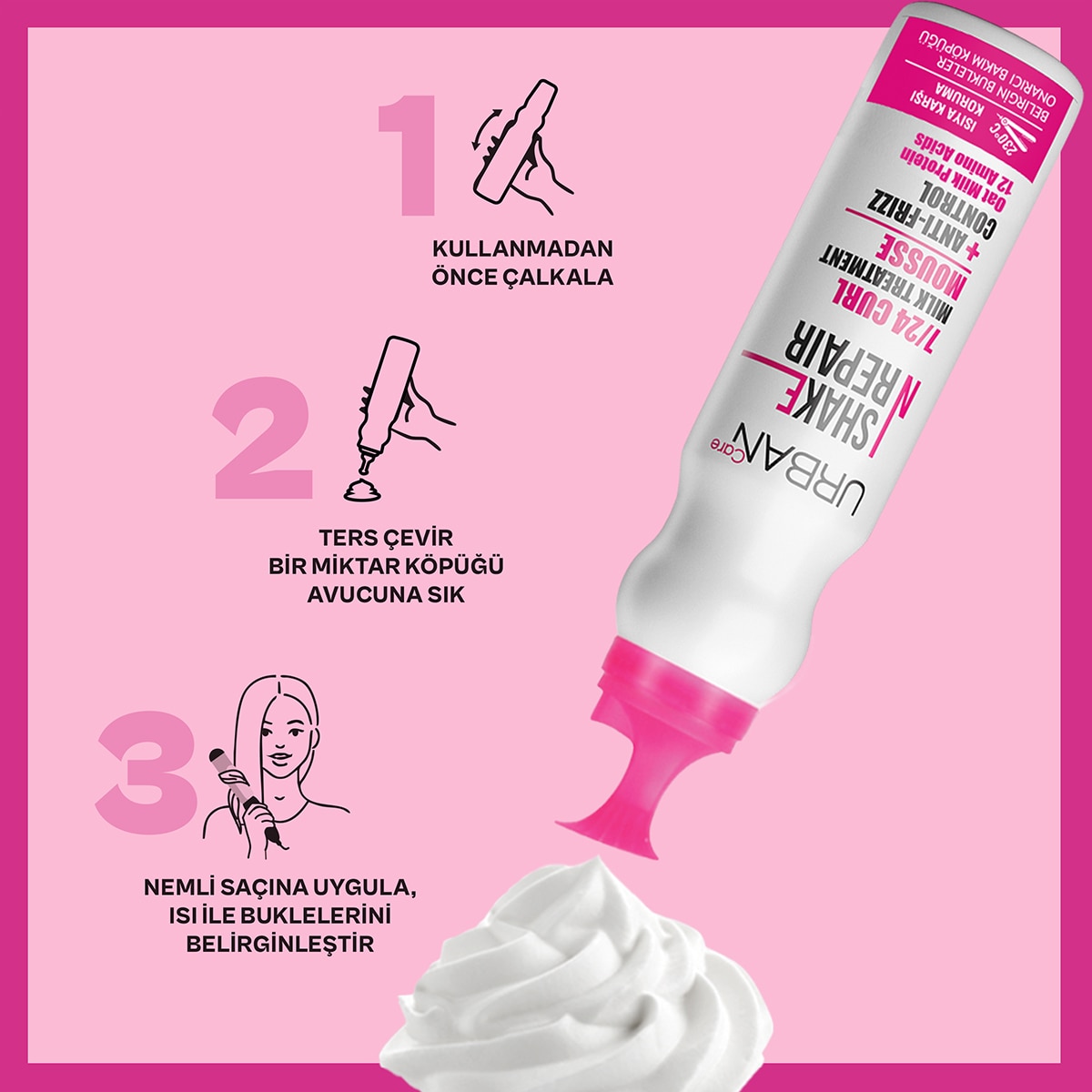  URBAN CARE URBAN CARE Urban Care Shake N Repair 7/24 Kabaran ve Bukleli Saçlara Özel Saç Bakım Köpüğü 150 ml  1 of 4 