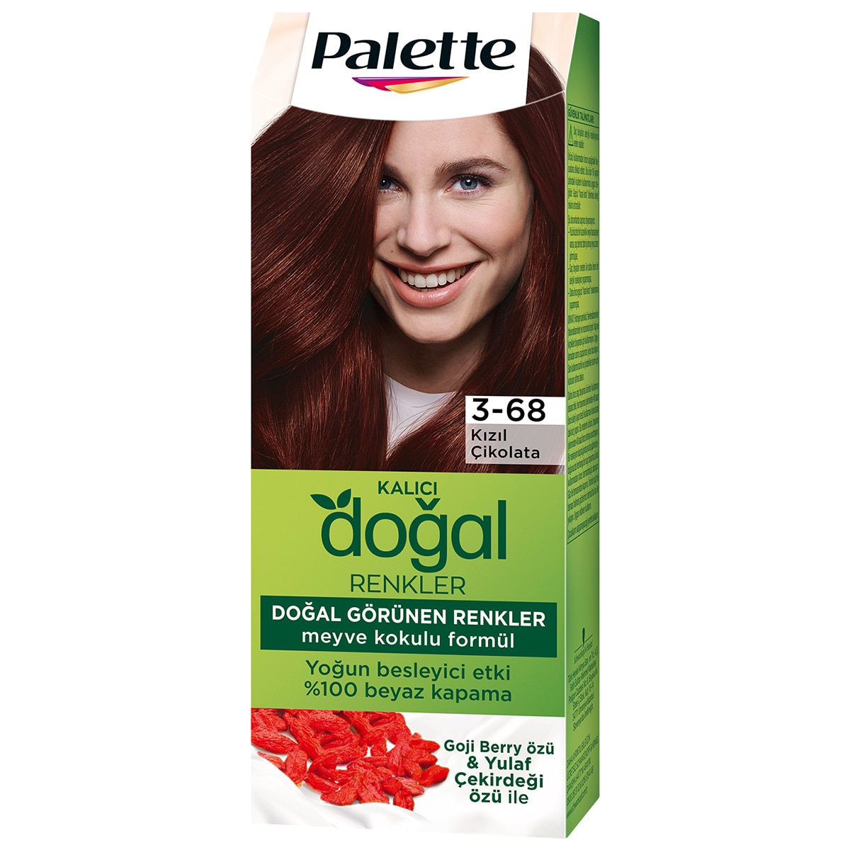 PALETTE NATURAL COLORS PALETTE NATURAL COLORS Palette Kalıcı Doğal Renkler Saç Boyası 3-68 Kızıl Çikolata 1 of 10