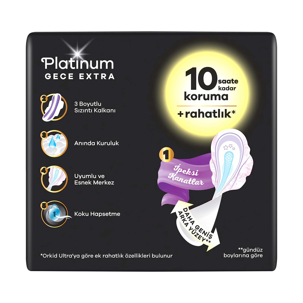  ORKID ORKID Orkid Platinum Gece Extra Kanatlı Hijyenik Ped 5 Ped  1 of 10 