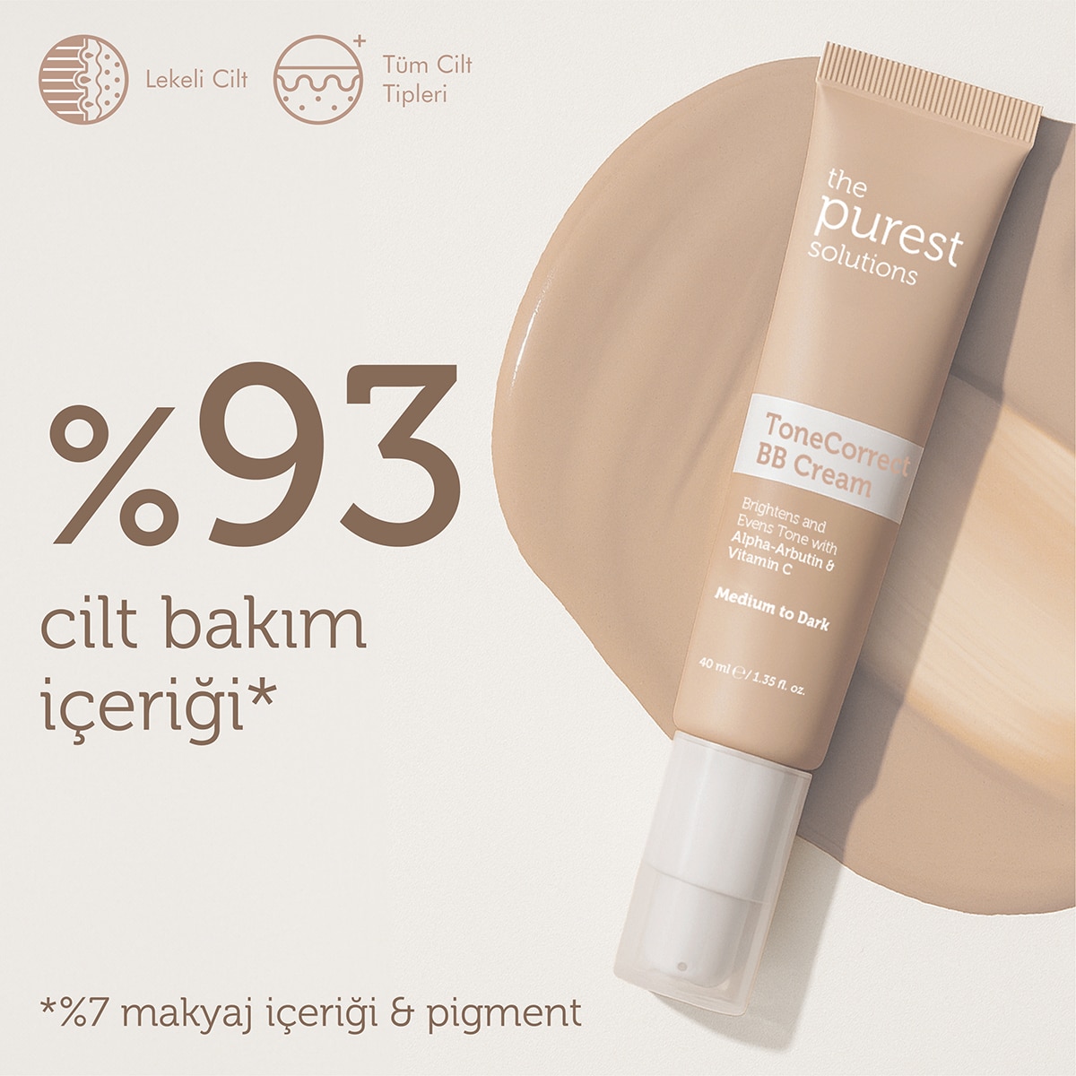  THE PUREST SOLUTIONS THE PUREST SOLUTIONS The Purest Solutions Tone Corrector BB Krem Medium 40 ml  1 of 6 