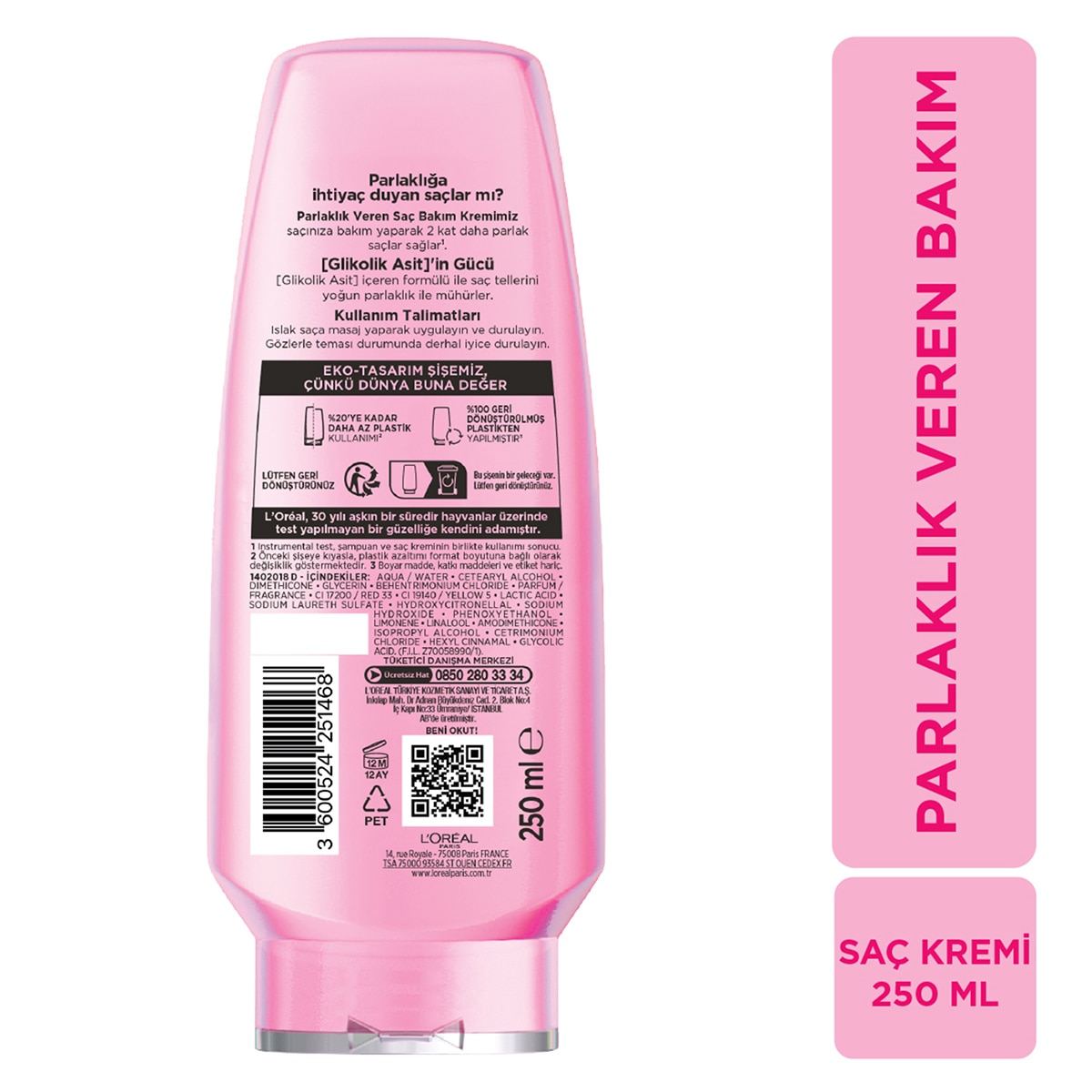  ELSEVE ELSEVE L'Oreal Paris Elseve Glycolic Gloss Parlaklık Veren Saç Bakım Kremi 250 ml  1 of 9 