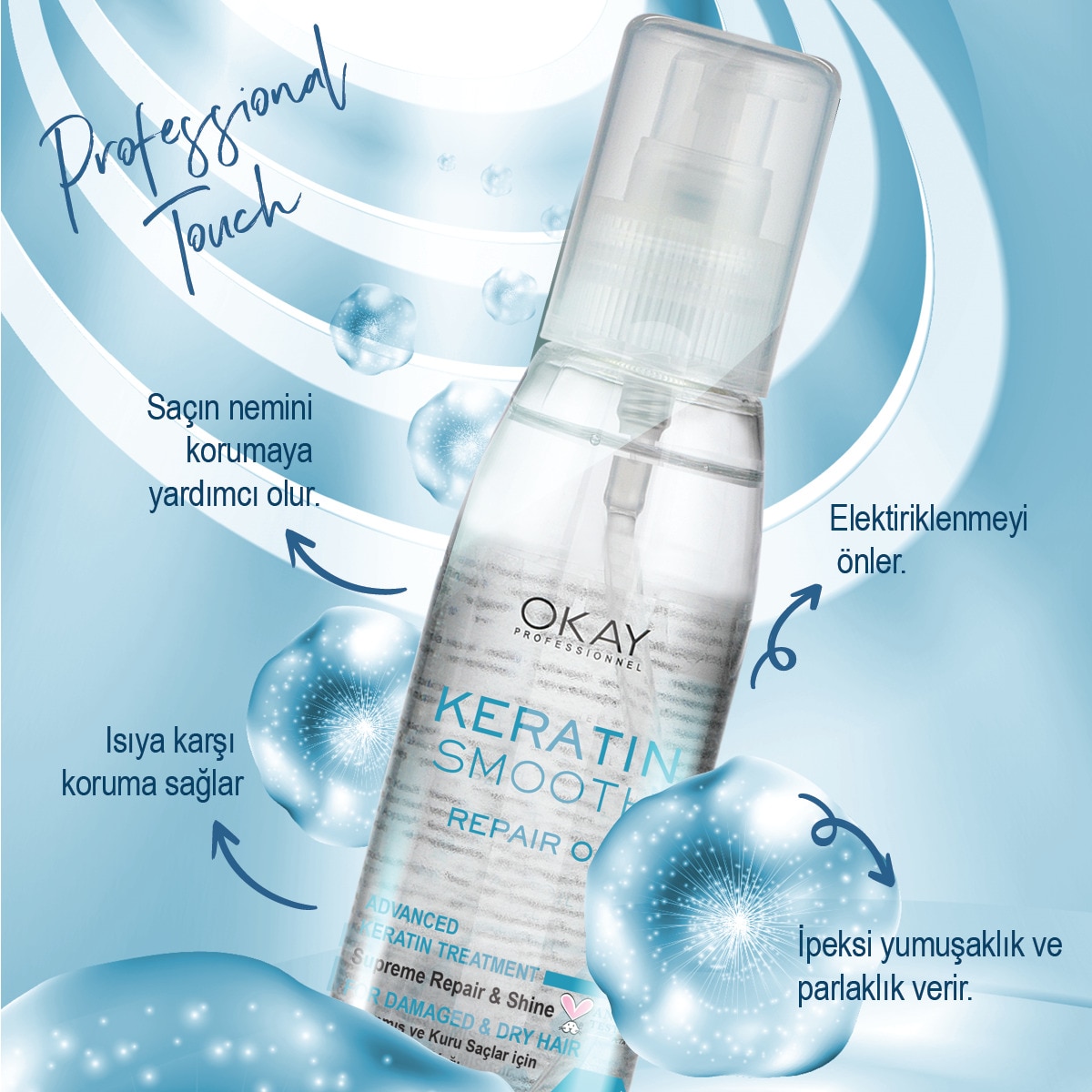  OKAY OKAY EXC. Okay Professionnel Keratin Smooth Saç Bakım Yağı 125 ml  1 of 4 