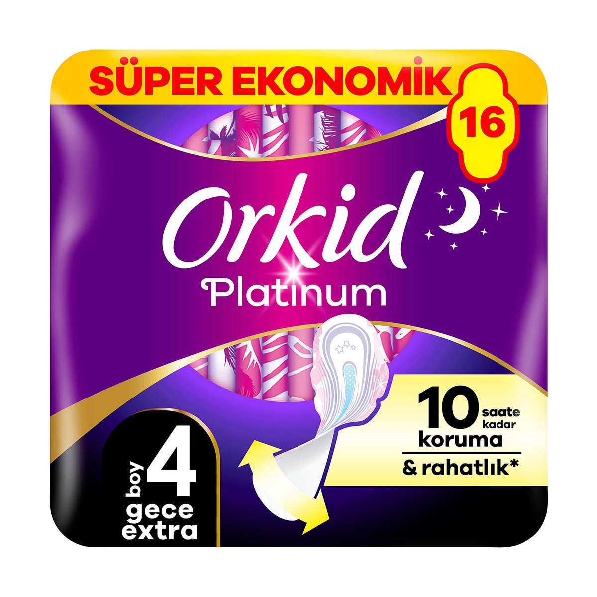  ORKID ORKID Orkid Platinum Dörtlü Hijyenik Ped Gece Ekstra 16'lı  1 of 9 