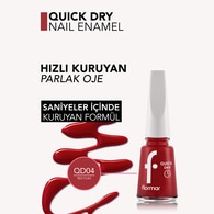  FLORMAR FLORMAR Flormar Quick Dry Hızlı Kuruyan İnce Yapılı & Parlak Bitişli Oje No: QD 04 Red Flag  1 of 4 
