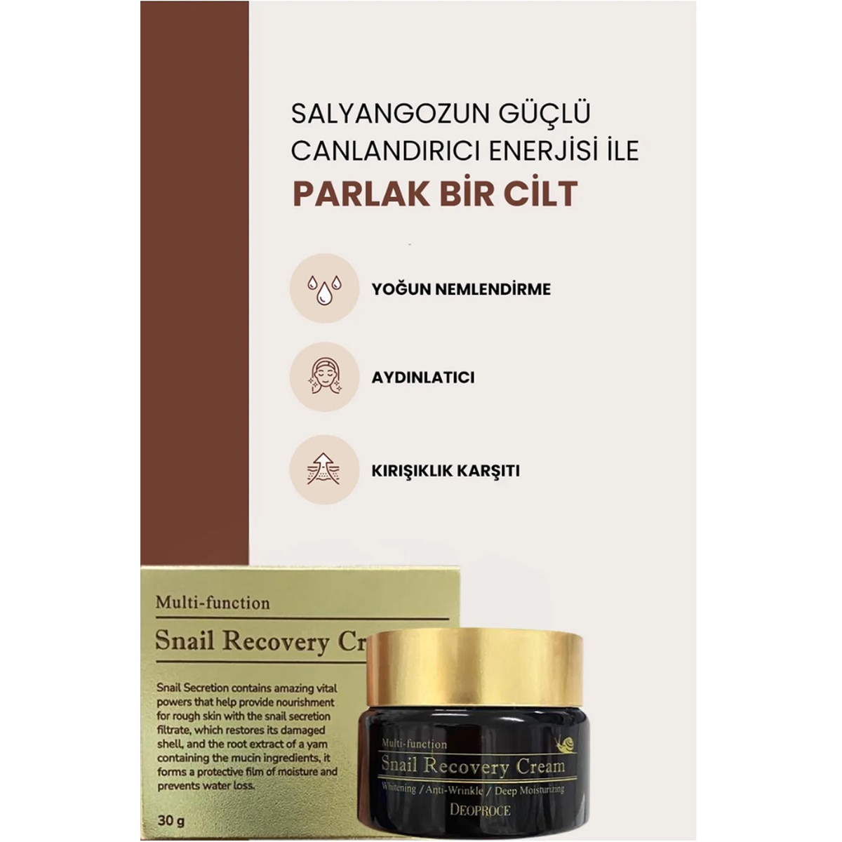 DEOPROCE KOREA DEOPROCE KOREA Deoproce Kore Snail Recovery Krem 30 g 1 of 7