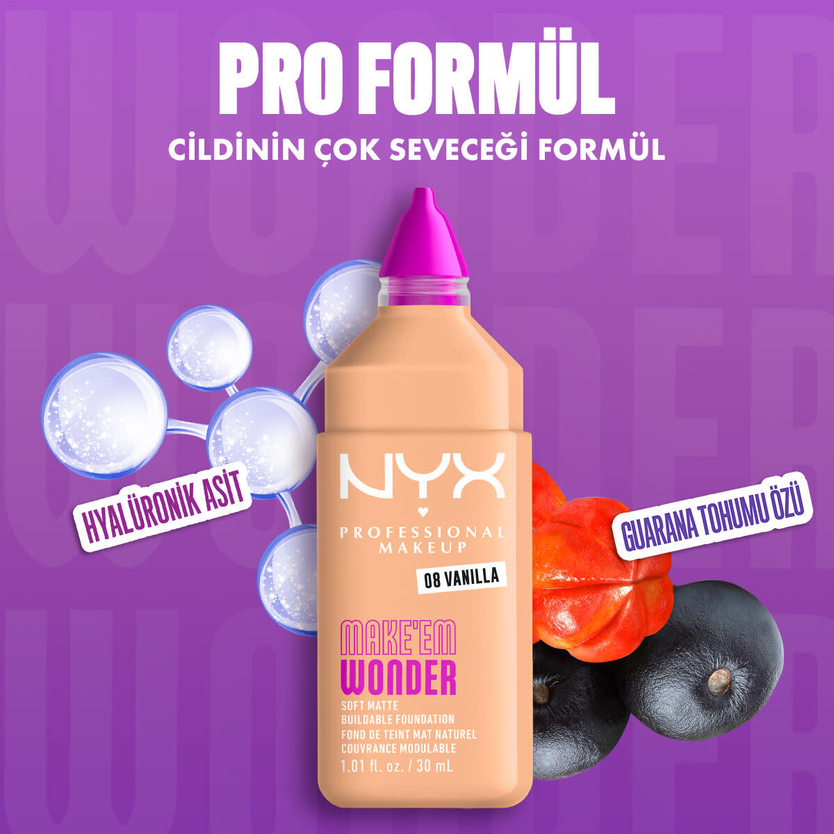  NYX NYX Nyx Professional Makeup Make em Wonder Fondöten 08 Vanilla  1 of 10 