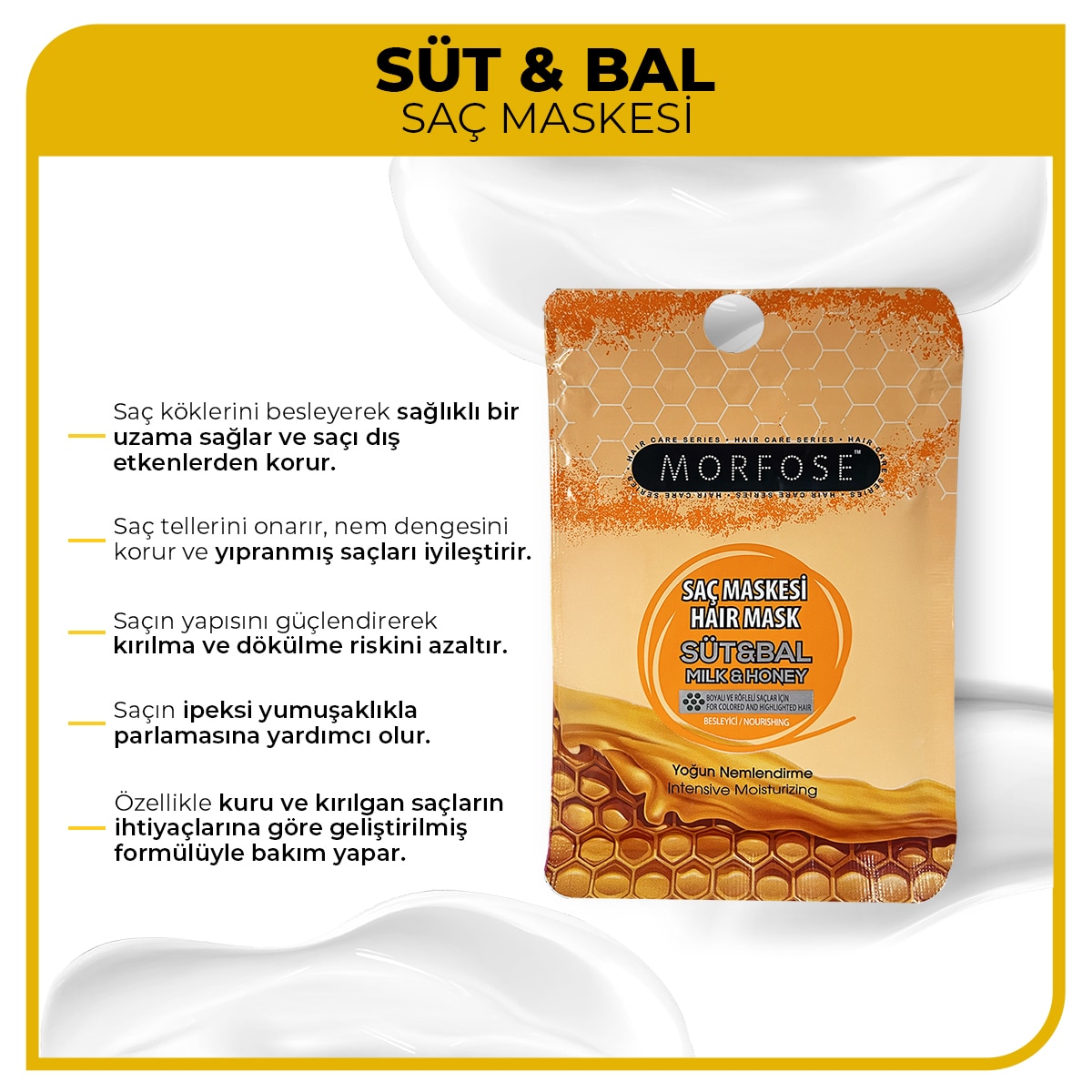  MORFOSE MORFOSE Morfose Saç Maskesi Süt Bal 25 ml  1 of 5 