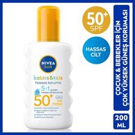 NIVEA SUN NIVEA SUN Nivea Sun Bebek SPF50+ Koruma & Bakım Hassas Cilt Çocuk Vücut Güneş Kremi Sprey 200 ml Sprey
