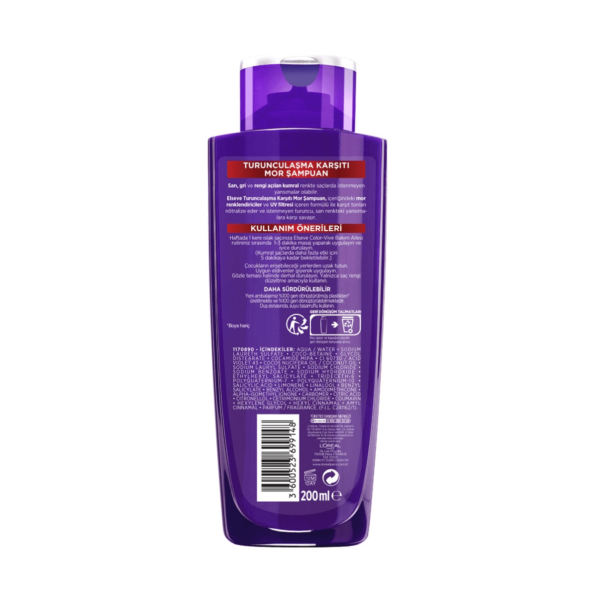  ELSEVE ELSEVE Elseve Turunculaşma Karşıtı Mor Şampuan 200 ml  1 of 5 