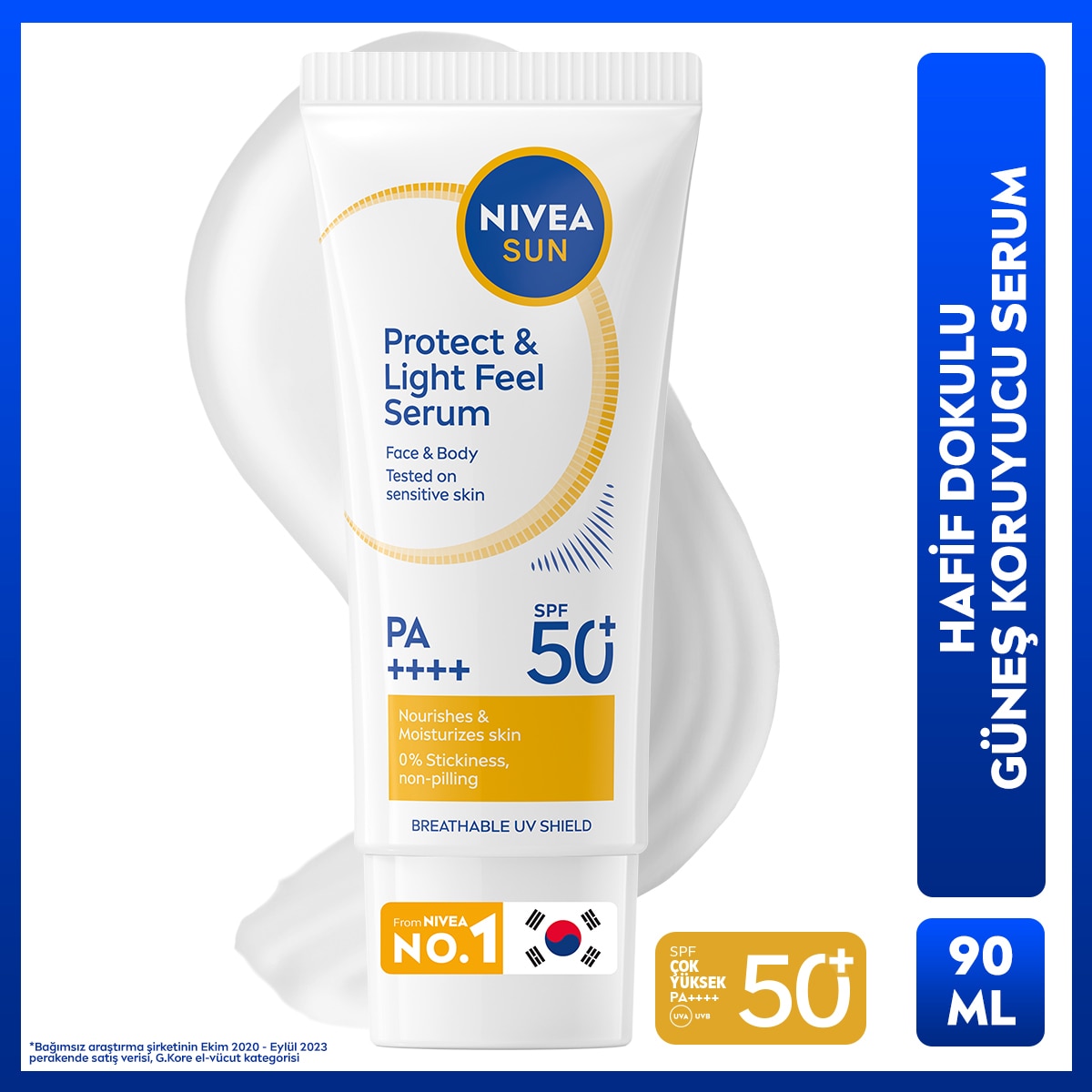 NIVEA SUN NIVEA SUN Nivea Sun SPF50+ Hafif Dokulu Yüksek Güneş Koruyucu Yüz ve Vücut Serumu 90 ml 1 of 3