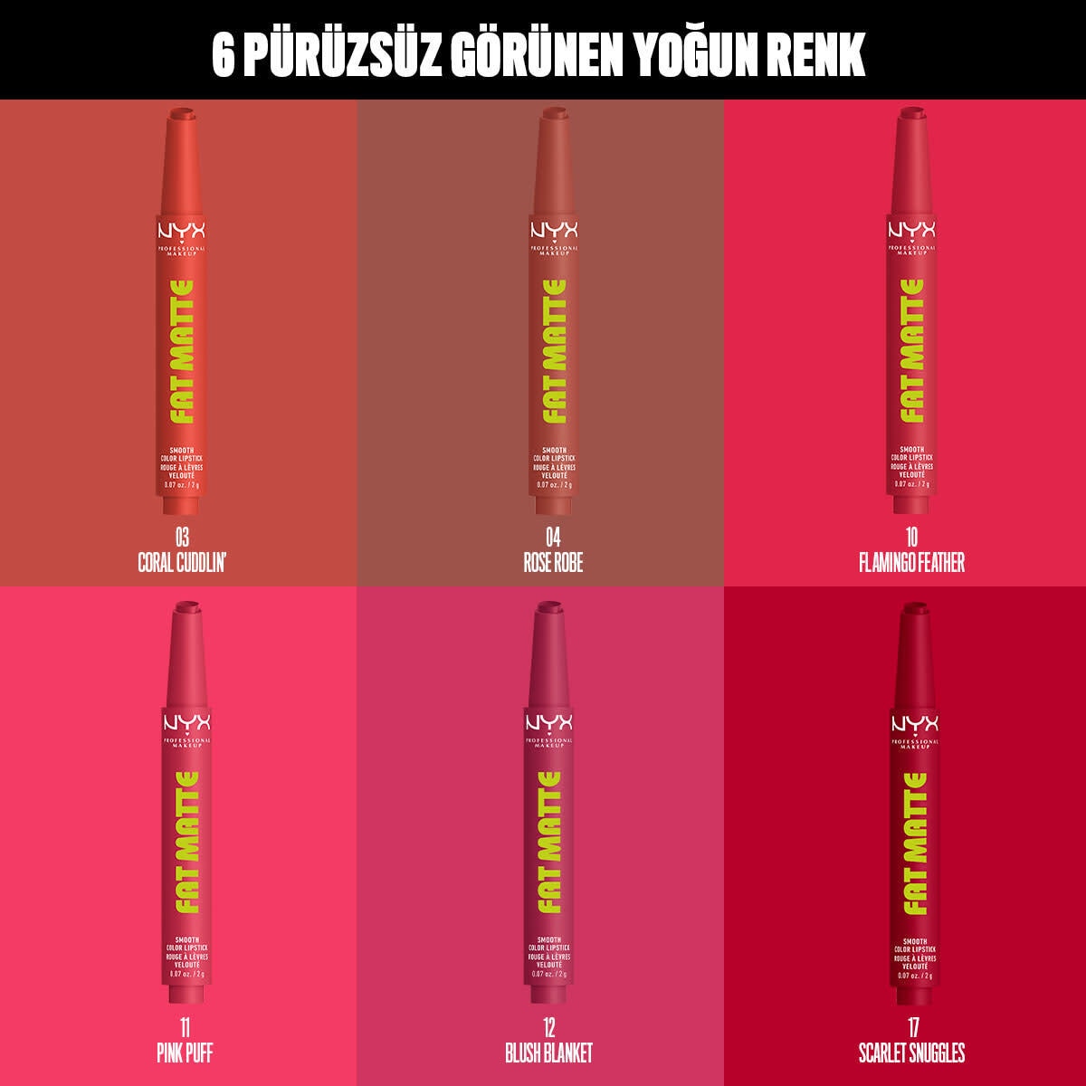 NYX NYX Nyx Professional Makeup Fat Matte Slick Click Mat Dudak Balmı 04 1 of 8