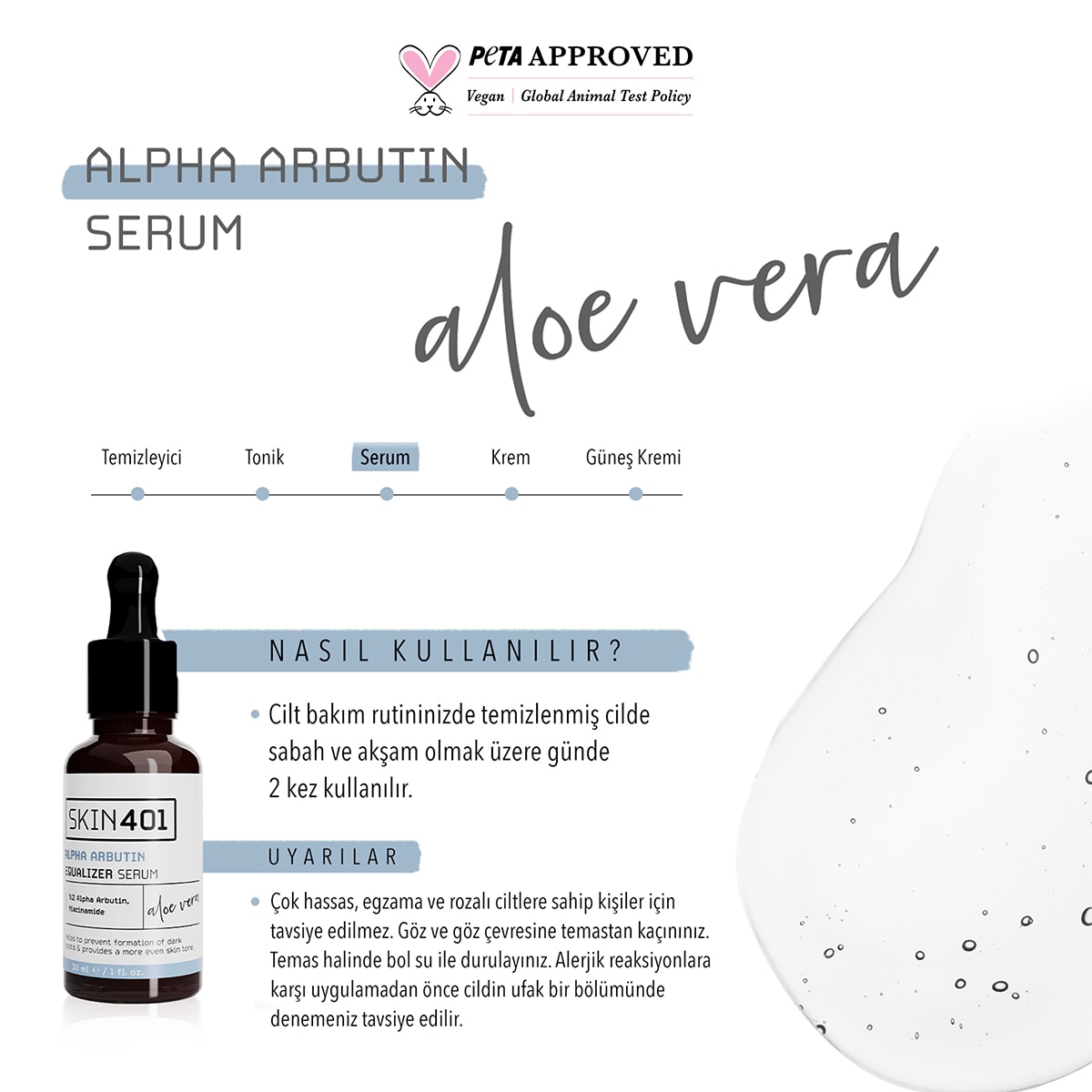  SKIN401 SKIN401 Skin401 Arbutin %2 Cilt Tonu Eşitleyici Leke Karşıtı Serum 30 ml  1 of 4 