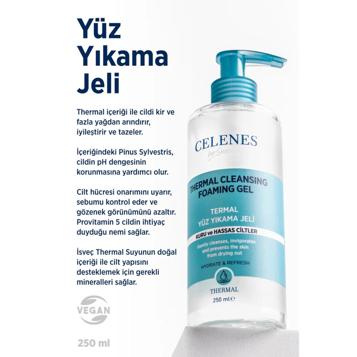  CELENES CELENES Celenes Thermal Yüz Temizleme Jeli Kuru ve Hassas Ciltler 250 ml  1 of 4 