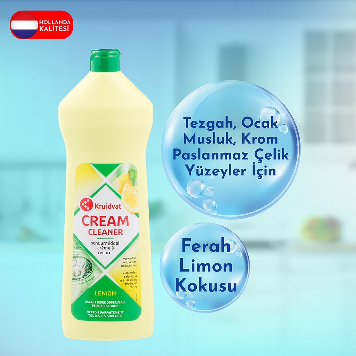 KRUIDVAT KRUIDVAT Kruidvat Limonlu Krem Temizleyici Çok Amaçlı Yüzey Temizliği 750 ml 1 of 3