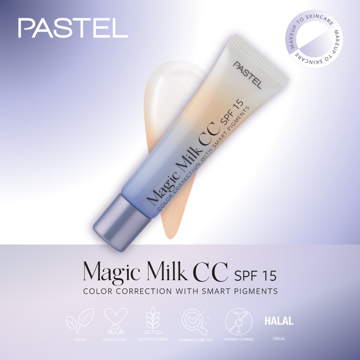 PASTEL PASTEL Pastel Make Up To Skin Care Magic Milk Cilt Tonu Eşitleyici SPF 15 CC Krem 50 Light Medium  1 of 9 