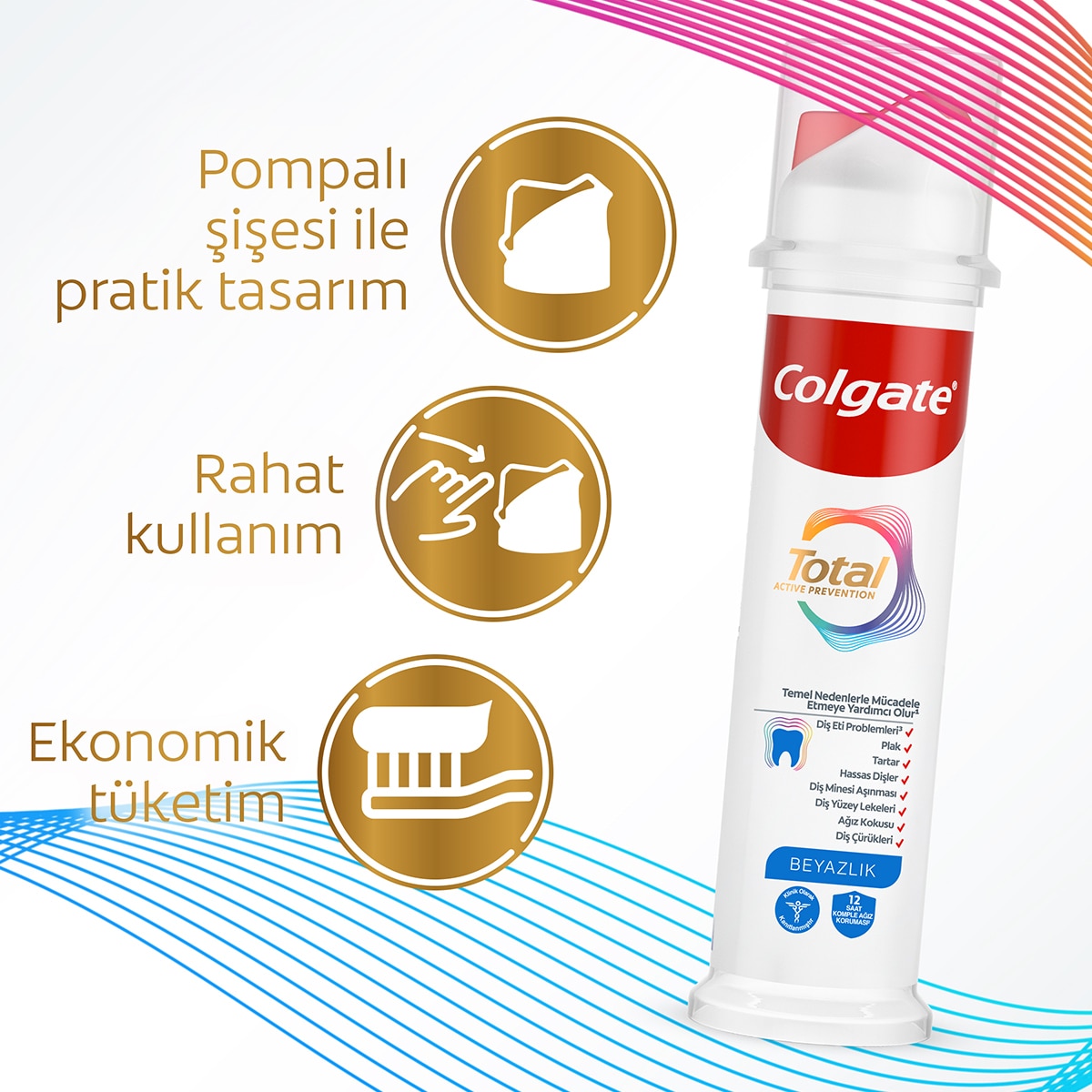 undefined COLGATE EXC. Colgate Total Beyazlık Diş Macunu Pratik Tasarım Beyazlatıcı 100 ml  1 of 12 