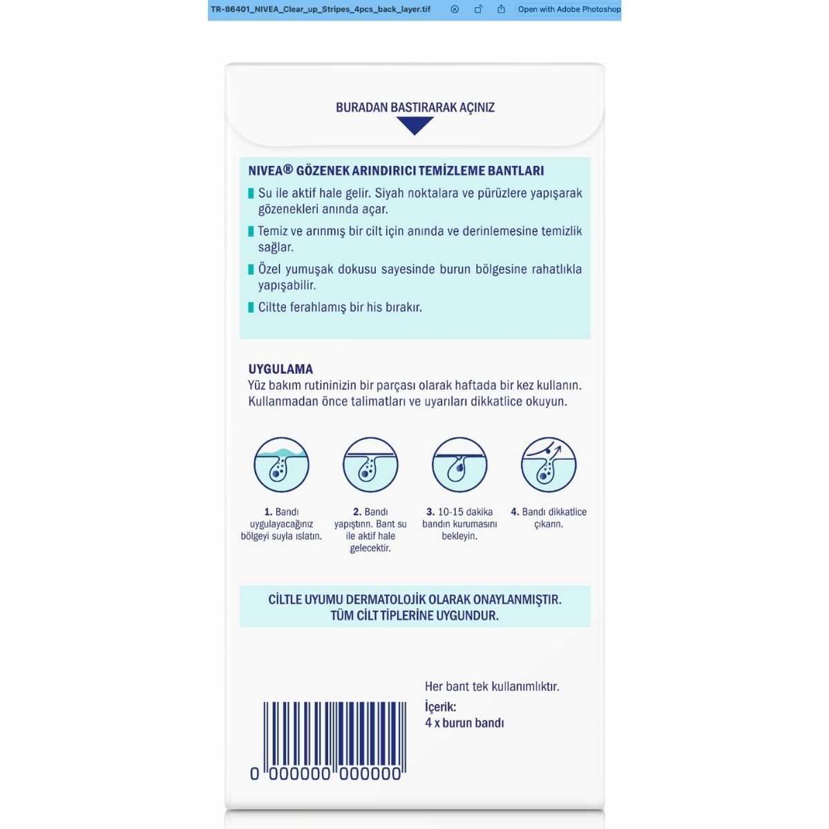 NIVEA VISAGE NIVEA VISAGE Nivea Siyah Nokta ve Gözenek Temizleyici T-Bölgesi Bant 4 Adet 1 of 7