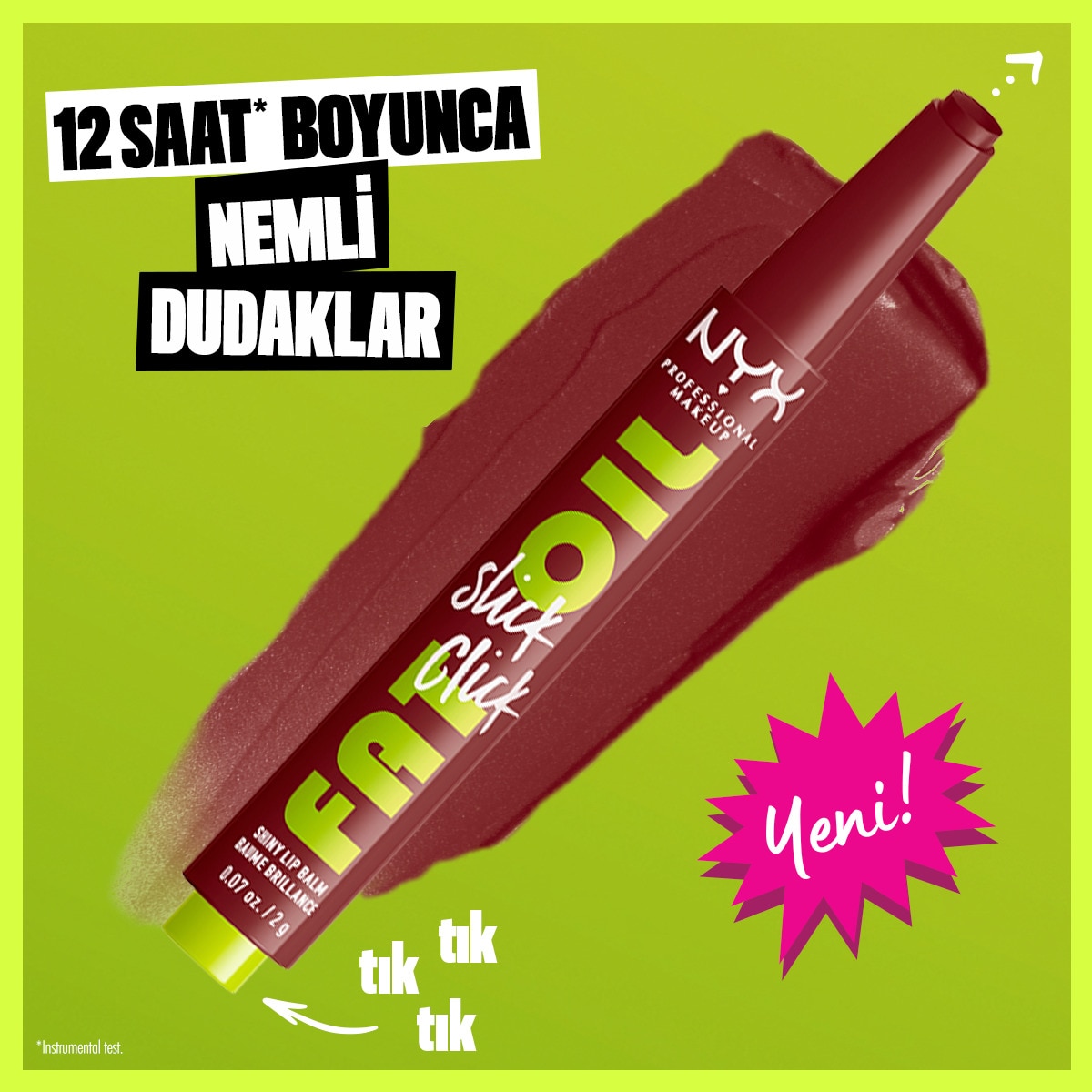  NYX NYX Nyx Professional Makeup Fat Oil Slick Click Parlatıcı Dudak Balmı 11 In a Mood  1 of 8 