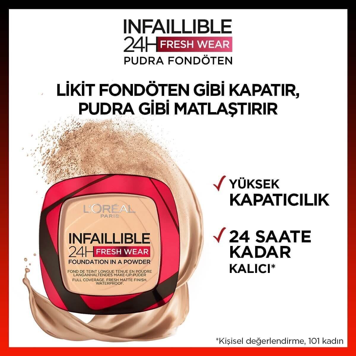  LOREAL PARIS LOREAL PARIS L'Oreal Paris Infaillible 24H Fresh Wear Pudra Fondöten 40 Cashmere  1 of 5 