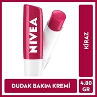  NIVEA LIP CARE NIVEA LIP CARE Nivea Dudak Bakım Kremi ve Parlatıcısı Kiraz 4,8 g 24 Saat Nem  1 of 1 